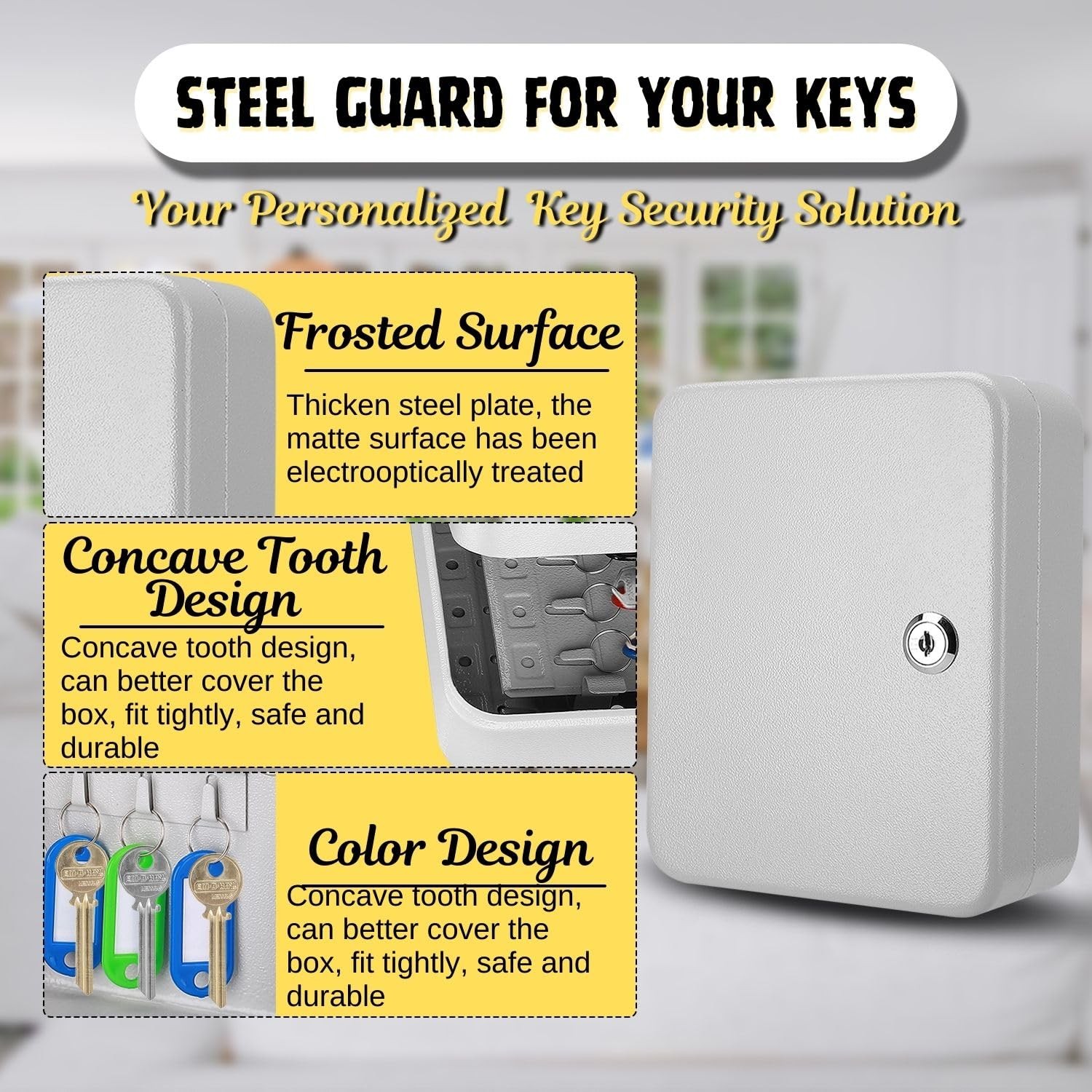 Key Box Wall Mount With Code - 40 Capacity Key Box Organizer, Lock Box Key Ho...