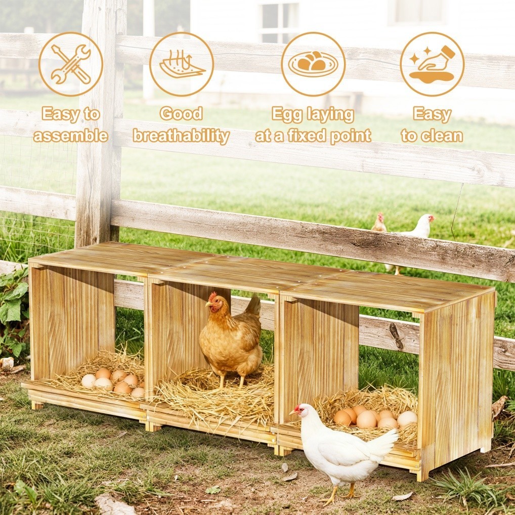 Stackable Chicken Hen Coop Hutch 3 Holes Nesting Box DIY Lay Egg Poultry Boxes