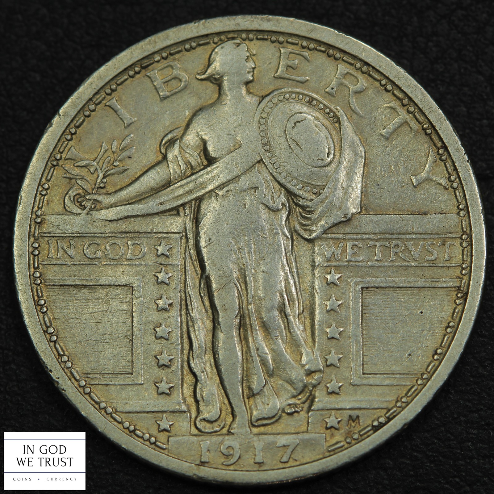 1917 Type 1 Standing Liberty Silver Quarter 25C - Cleaned