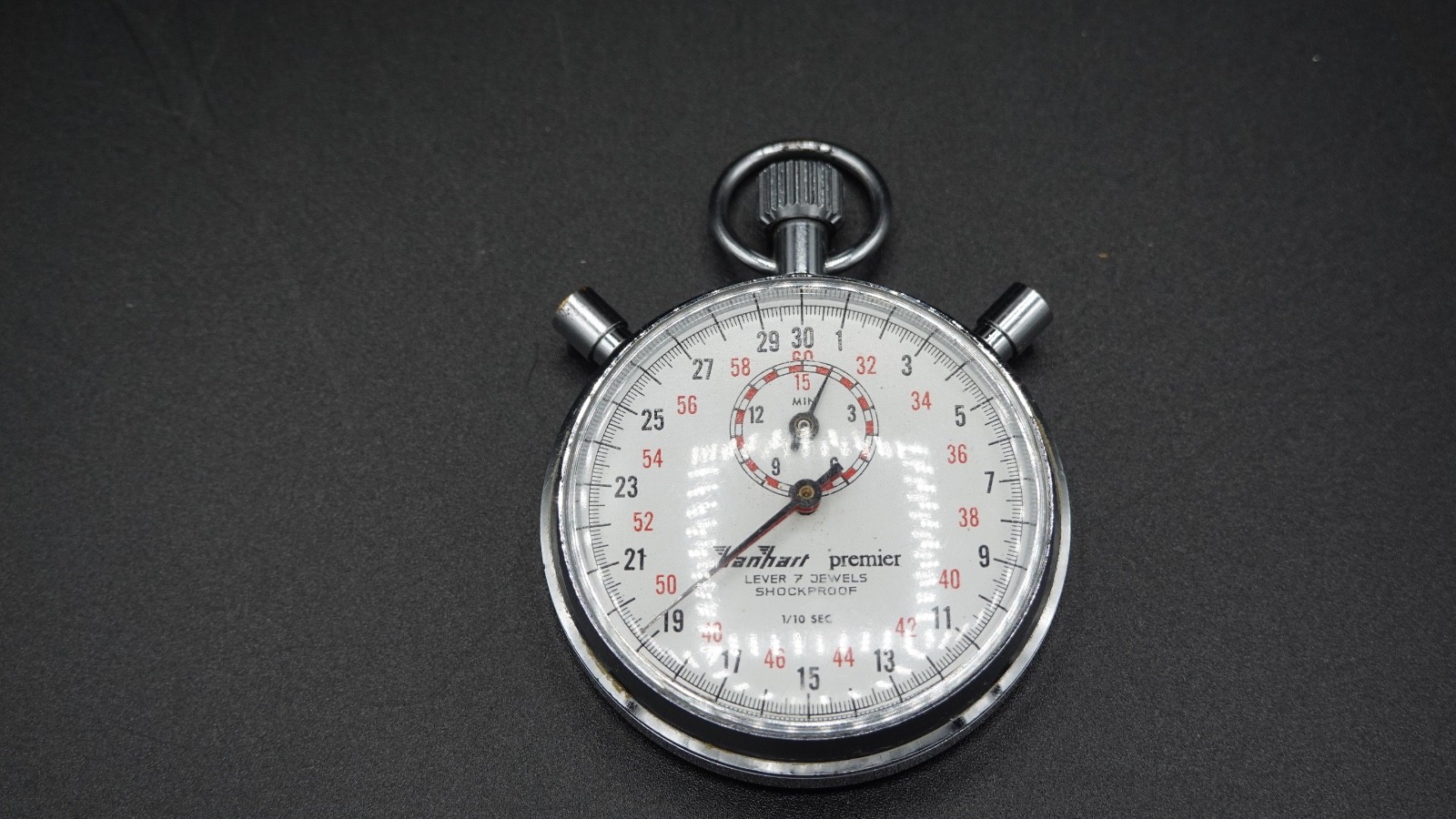 Vintage Hanhart Premier 7-Jewel 1/10 Sec Stopwatch Germany Sticky Buttons