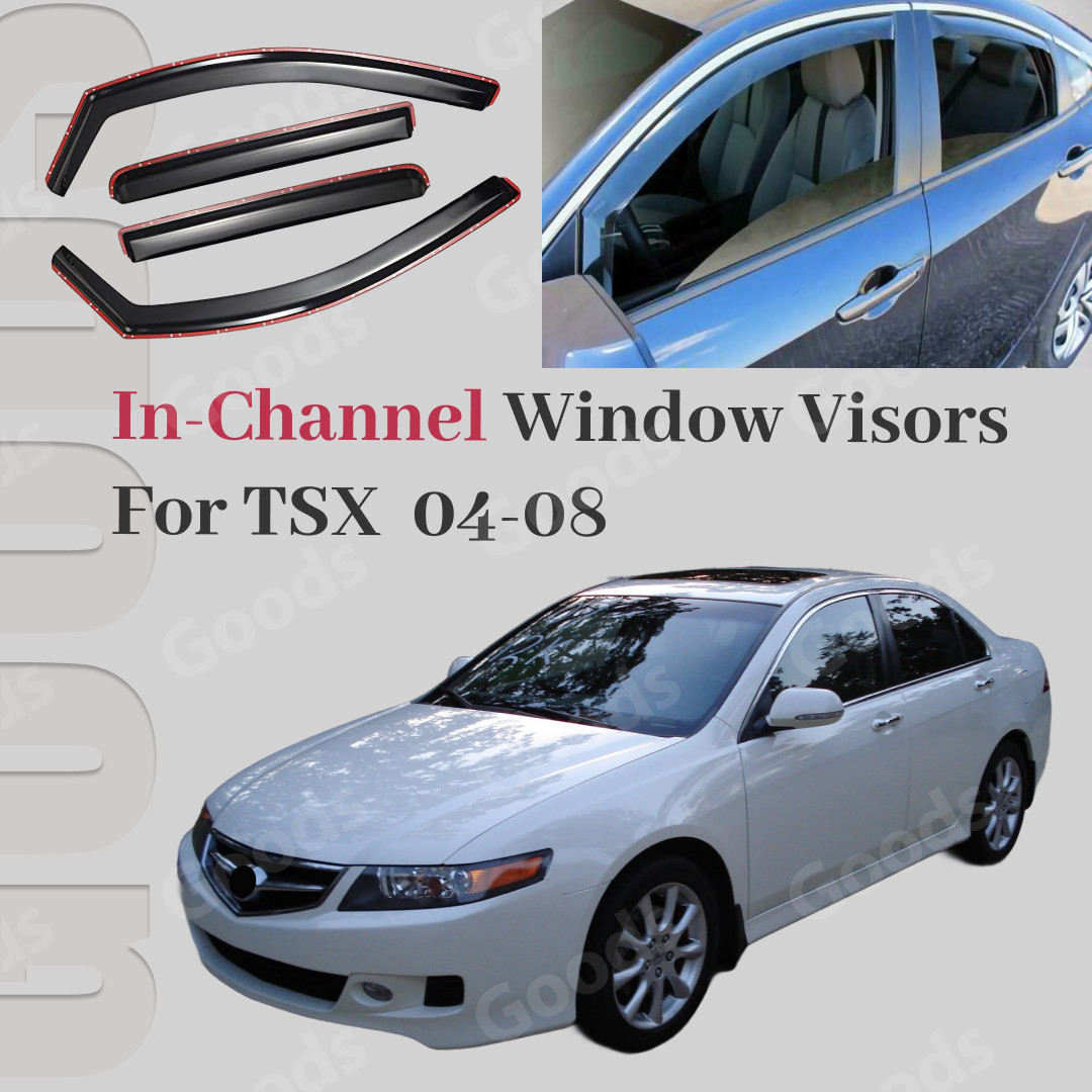 In-Channel Vent Window Rain Visors Wind Sun Snow Guards Fits Acura TSX 2004-2008