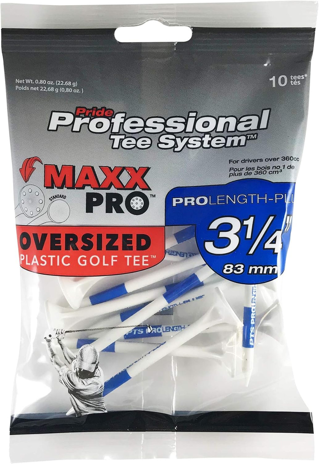 Golf Tees Oversized Plastic MaxxPro 10 Count, Easy Ball Placement, Driver Over
