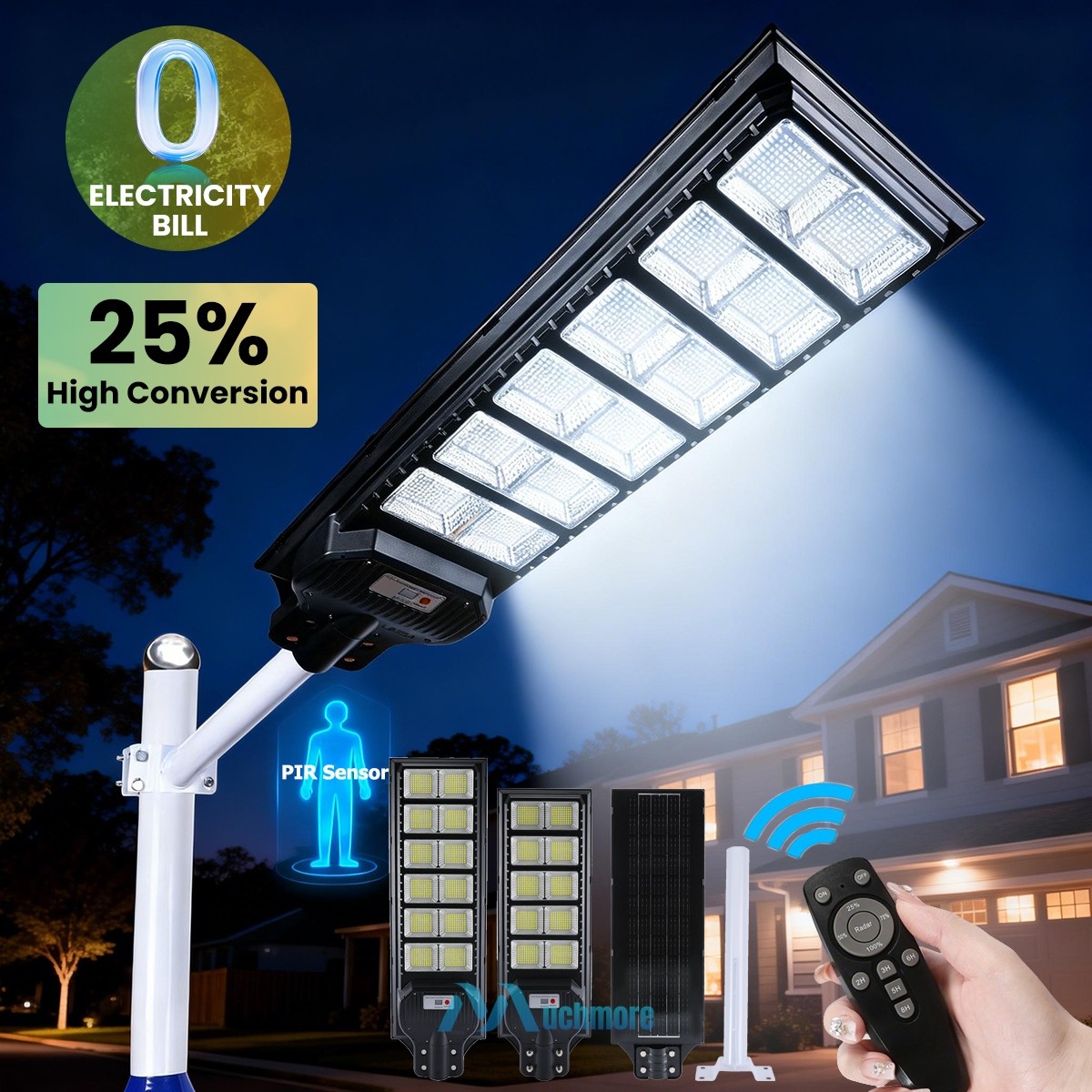 Solar Street Lights Outdoor Waterproof 9000W 8000W Solar Parking Lot Lamp 8500K