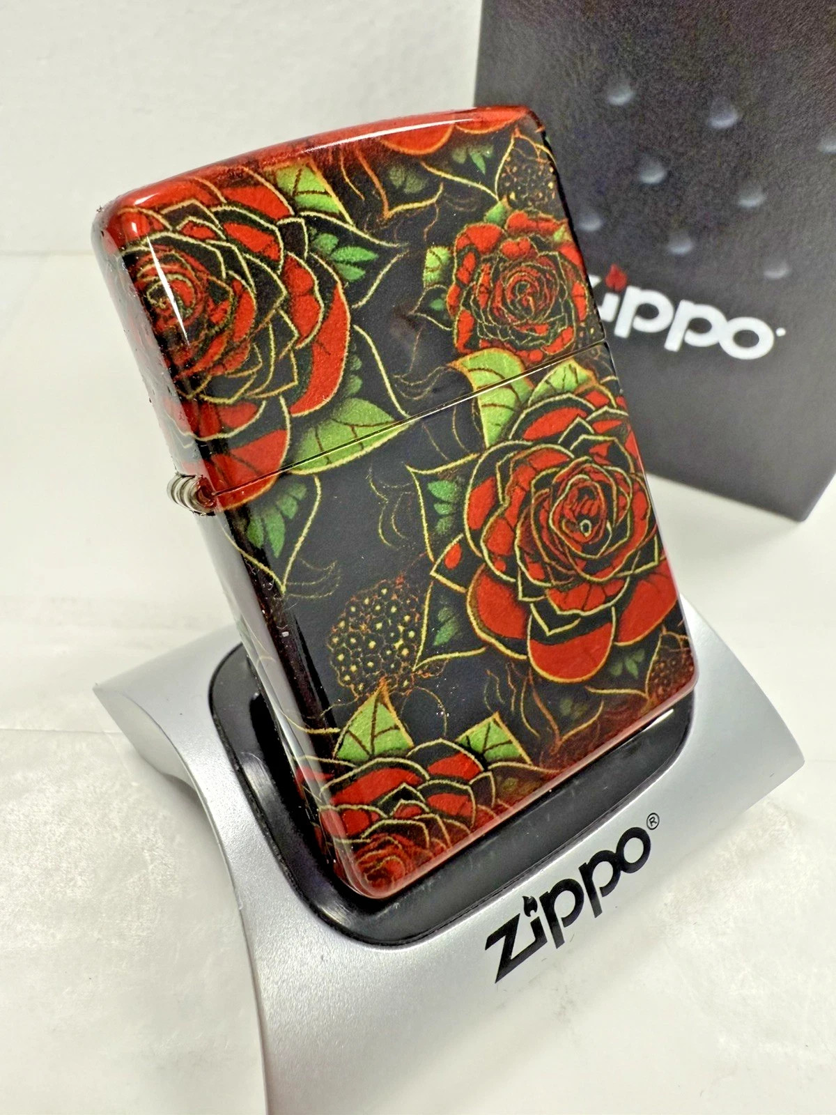GENUINE Zippo FUSION Lighter BRIGHT BUNCH of ROSES 540 Colour Allover NEW BOXED