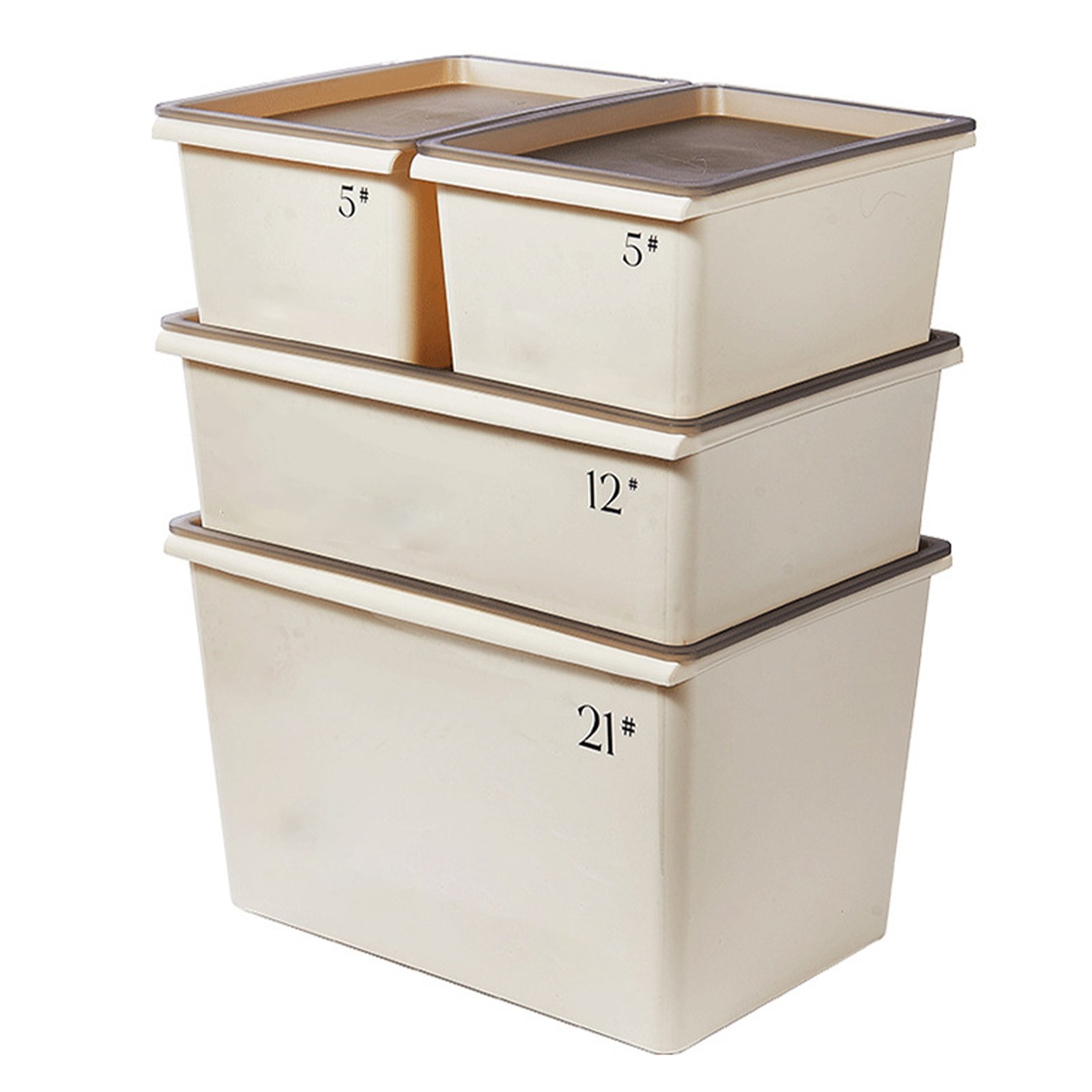 Storage Bin Grooved Bottom Cream Style Storage Basket Stackable Plastic Ample