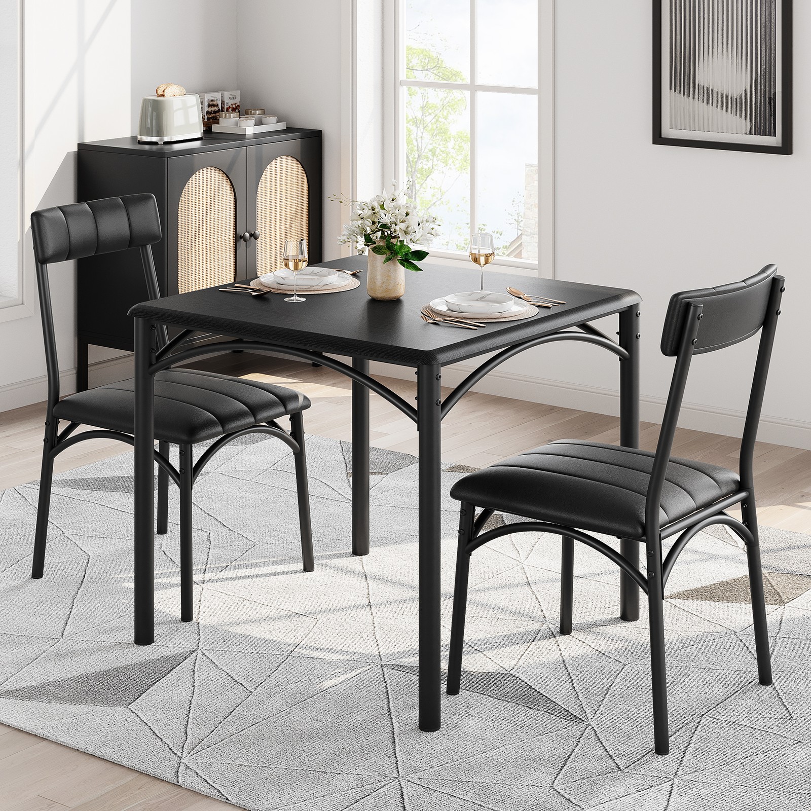 Dining Table Set Kitchen Dining Table Set for 2 W/Upholstered Chairs Apartment