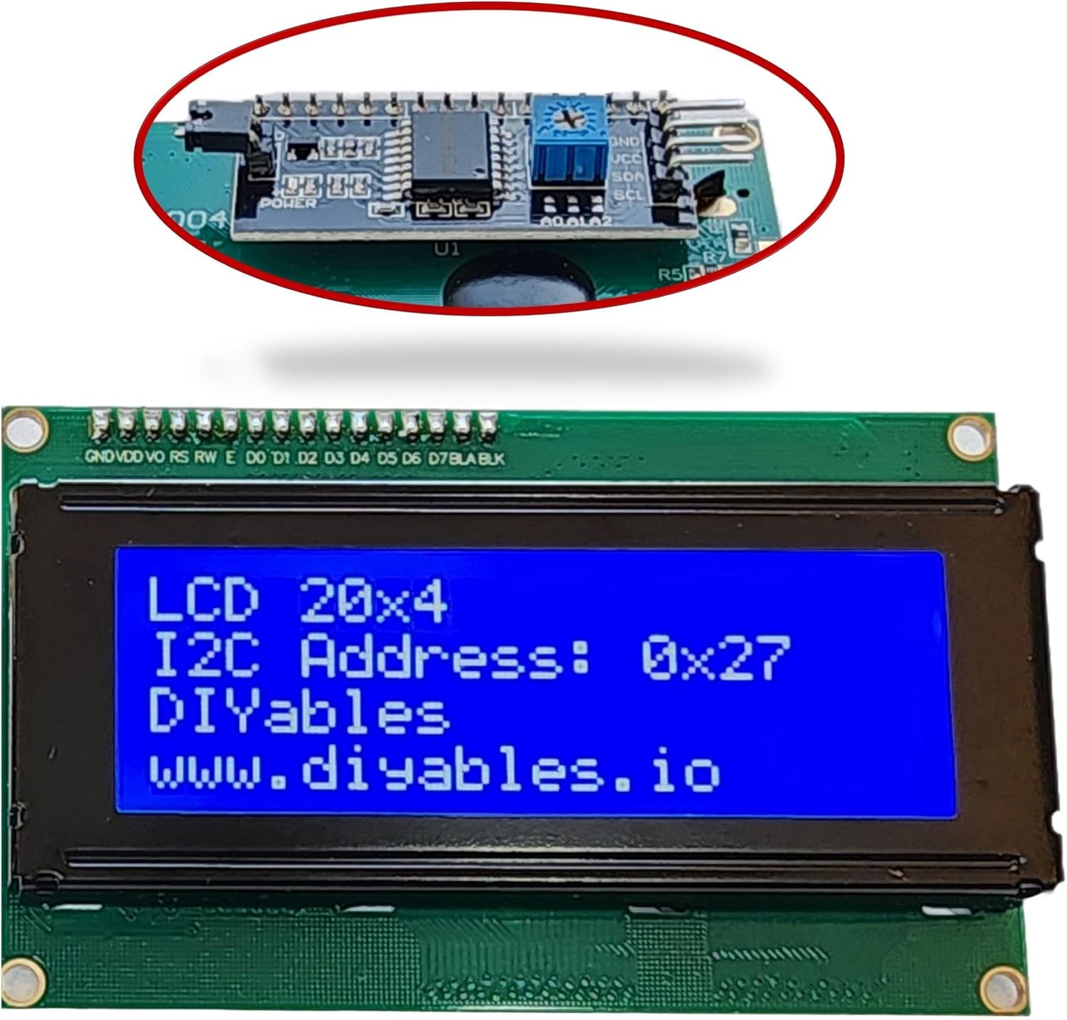 LCD 20x4 I2C TWI Display Module Blue Backlight Adjustable Contrast Arduino Uno