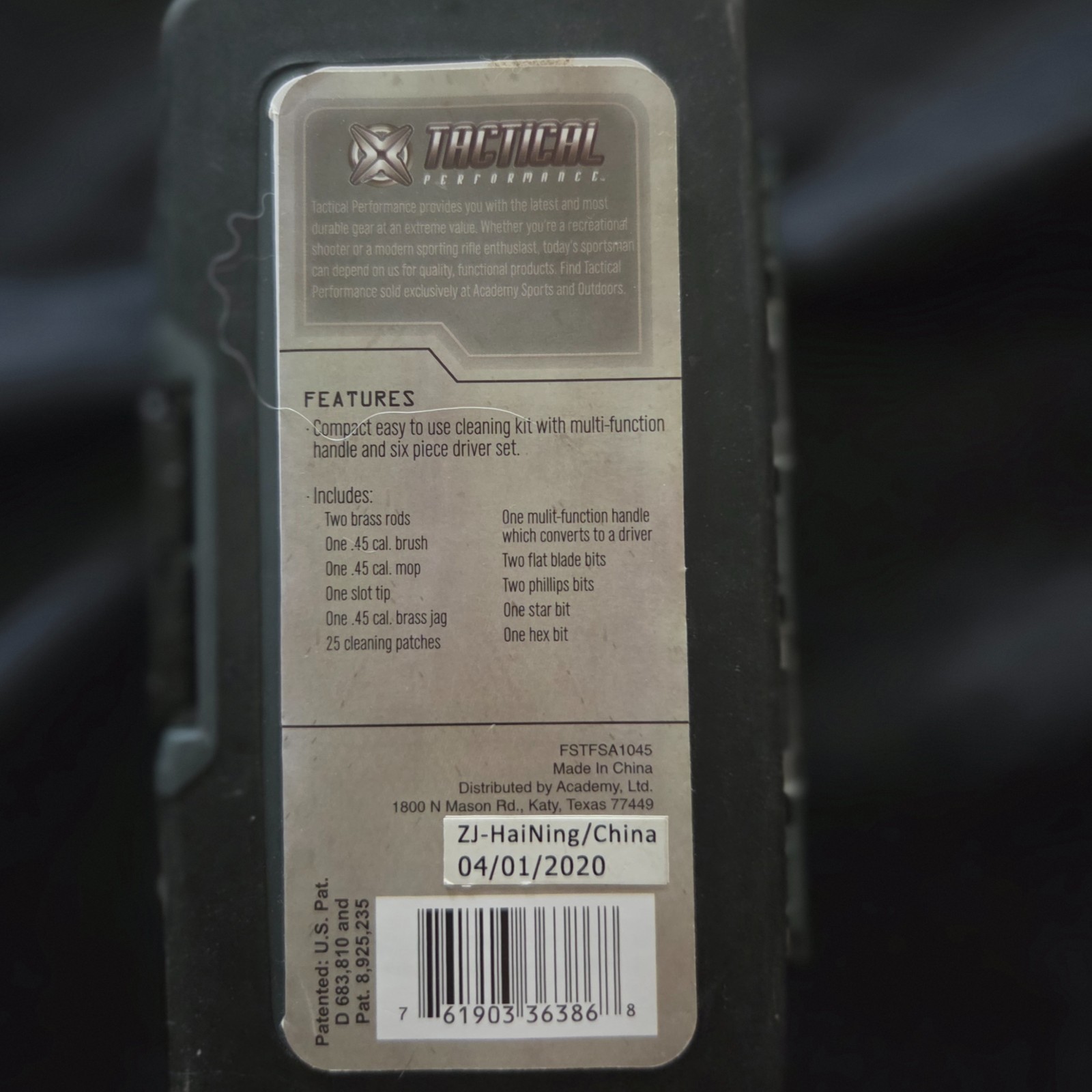 NEW! TACTICAL PERFORMANCE .45 CAL PISTOL CLEANING KIT