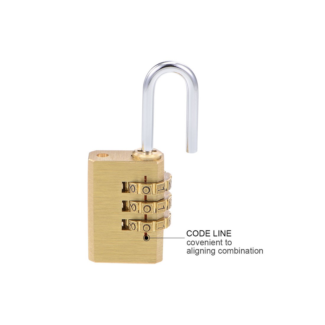 3 Digit Combination Padlock Brass Locks 3mm Shackle Diameter