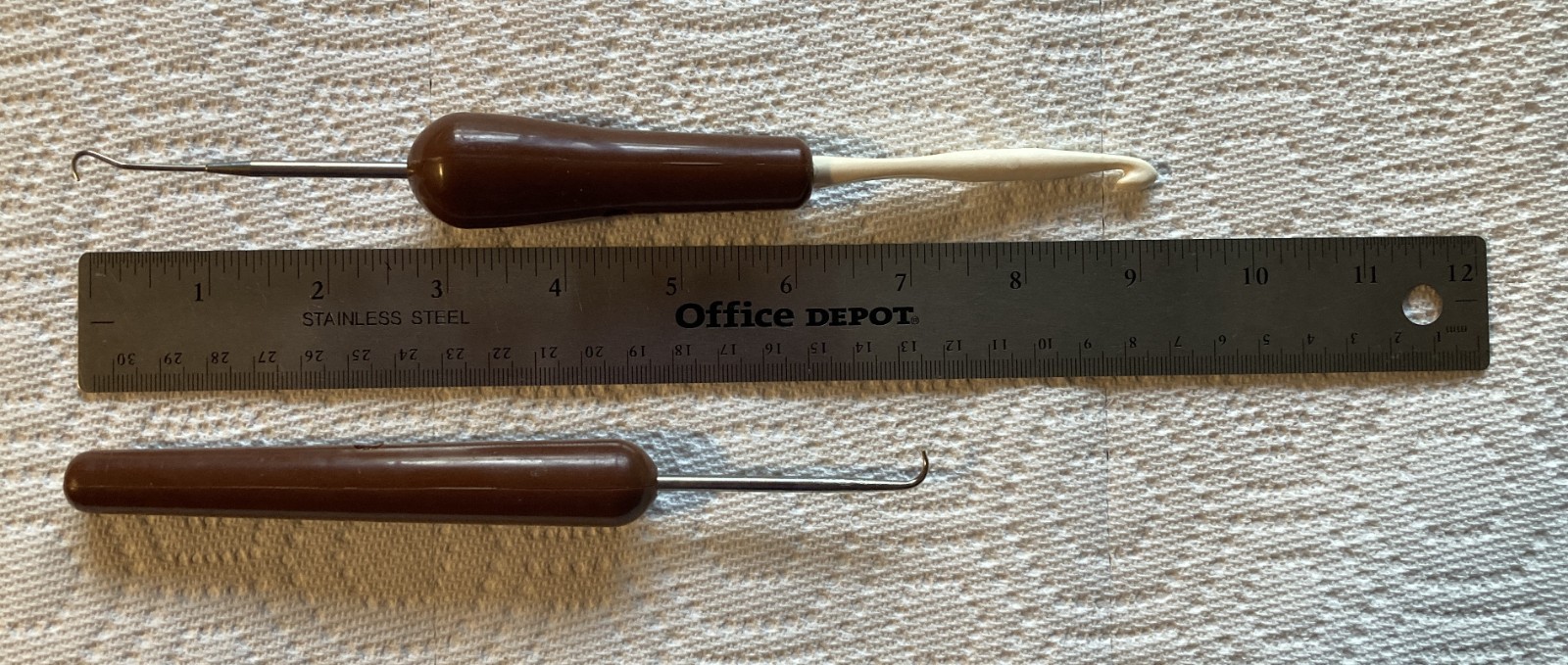 Lot Of 2 Comfort Handle Vintage Crochet Hooks. One is marked "Whicker"