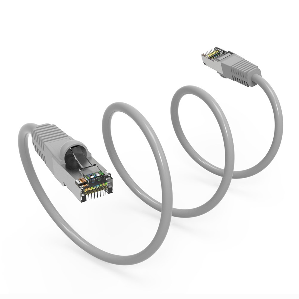 20FT Cat5E RJ45 Network LAN Ethernet FTP Shielded Patch Cable Copper Wire Gray
