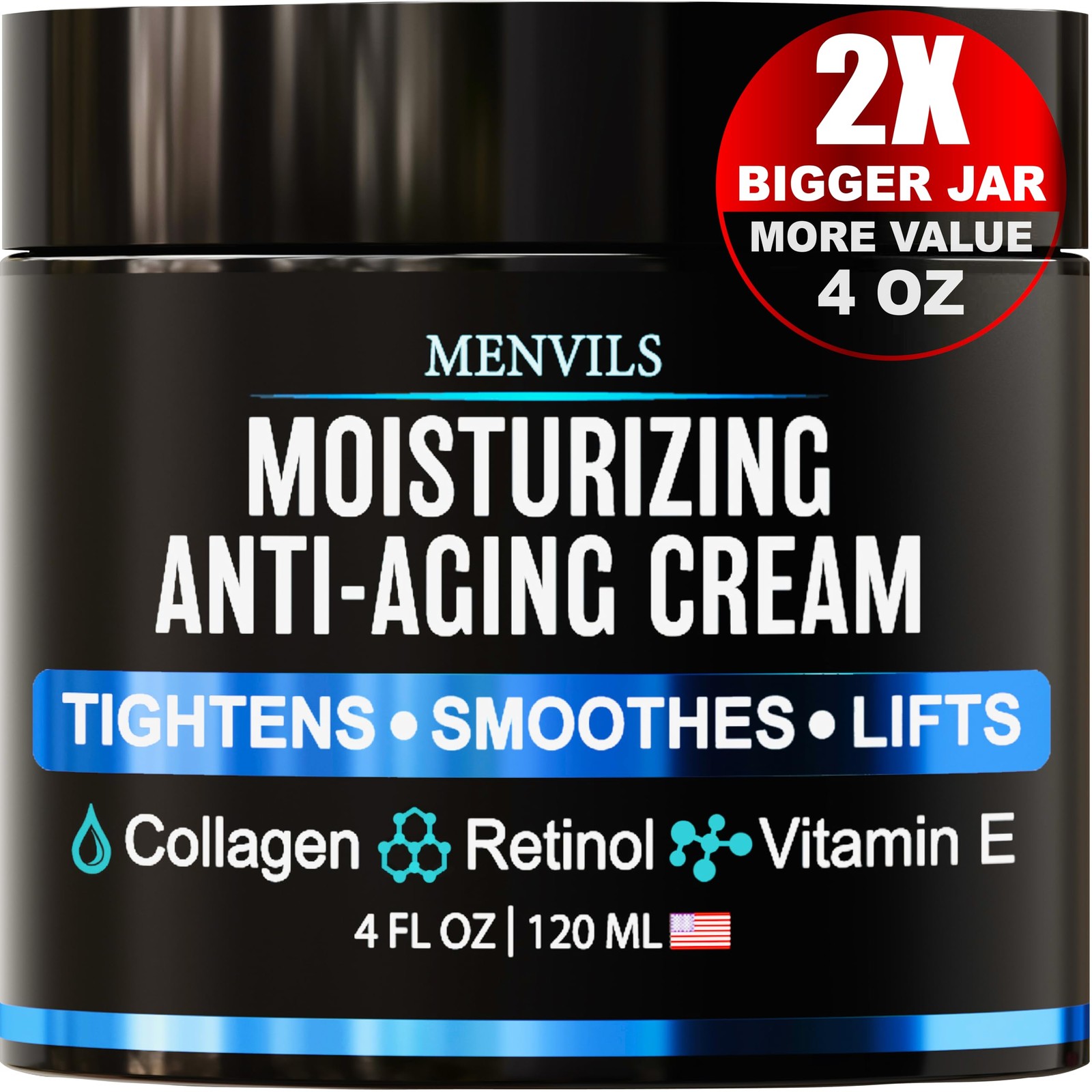 Mens Face Moisturizer Cream - Anti Aging & Wrinkle Repair 4 Ounce (Pack of 1)
