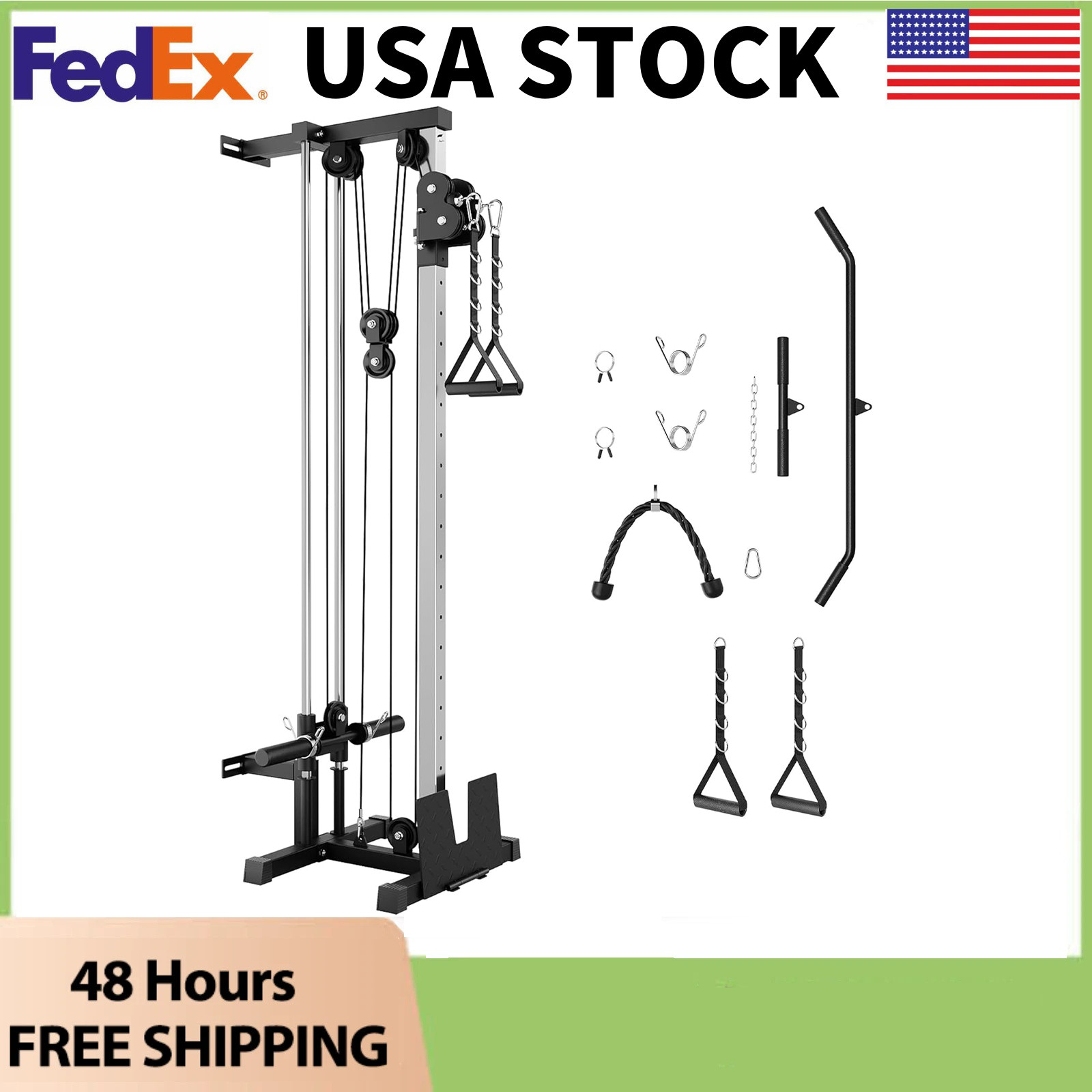 Wall Mount Cable Station,Adjustable Dual Pulley Cable Crossover Machine Home Gym