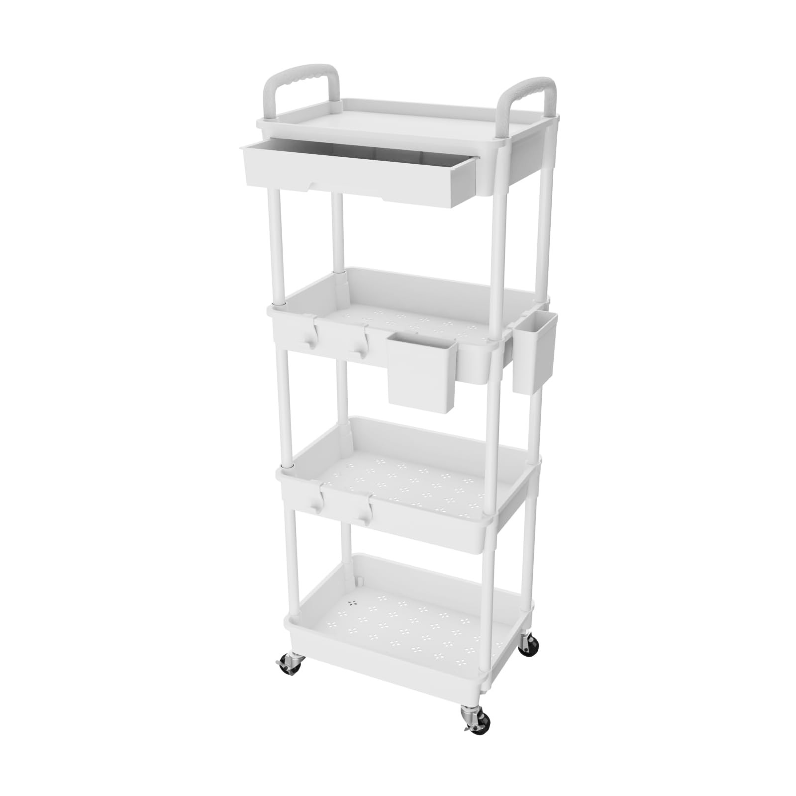4 Tier Rolling Utility Cart with Drawer Multifunctional Storage Organizer