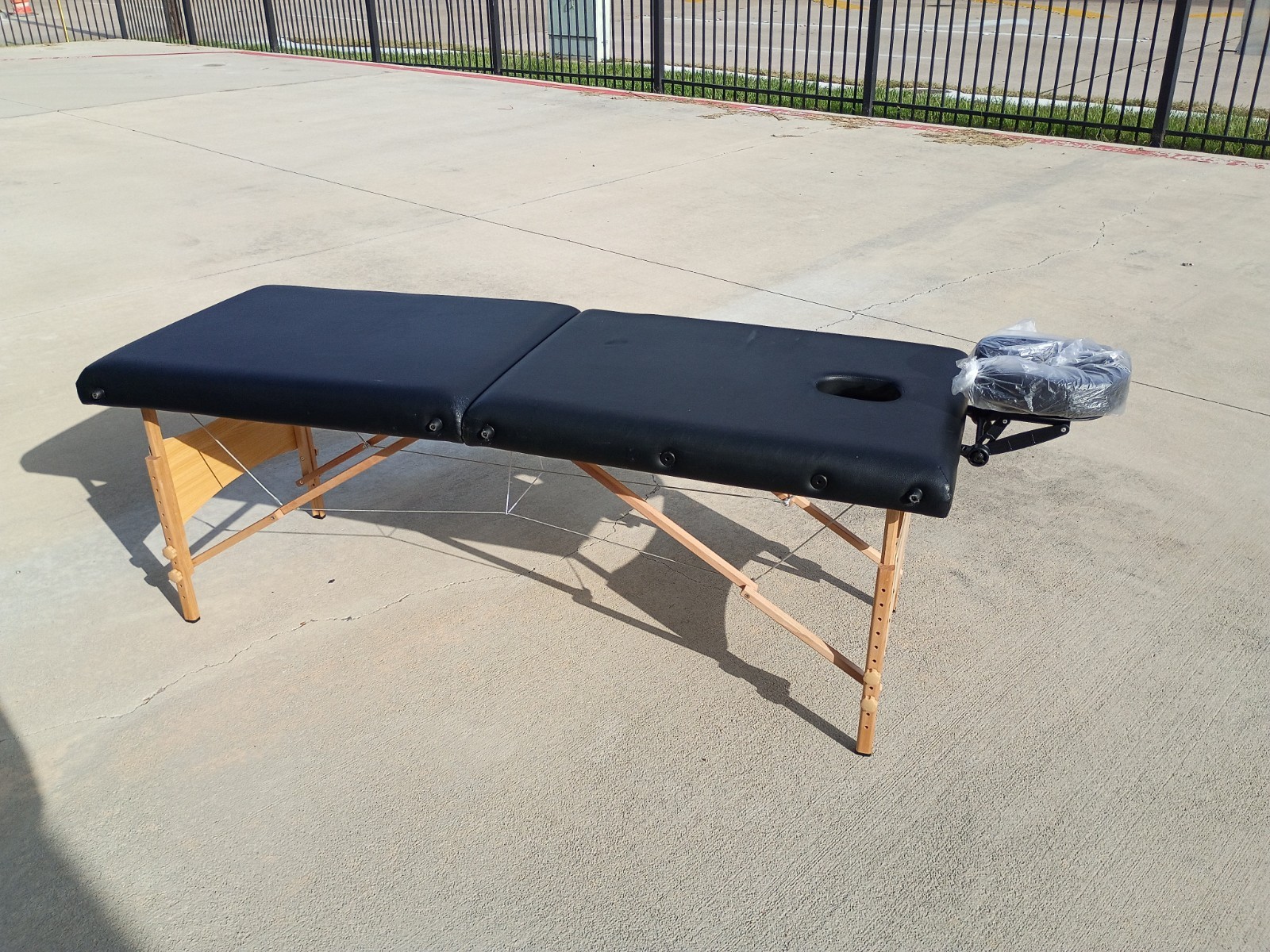 Portable Folding Massage Table 84" Black Spa Therapy Bed w/ Adjustable Headrest