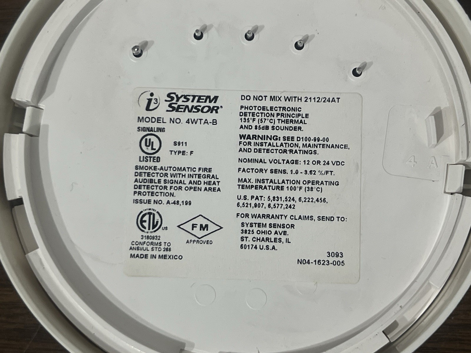 System Sensor 4WTA-B 4W Smoke Detector WORKING