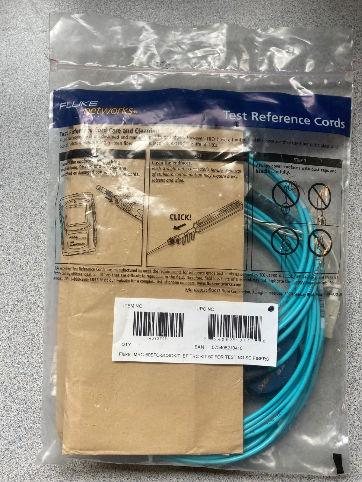 Fluke MRC-50EFC-SCSCKIT Multi-Mode Encircled Flux TRC Kit, 50/125um -NEW 4322705