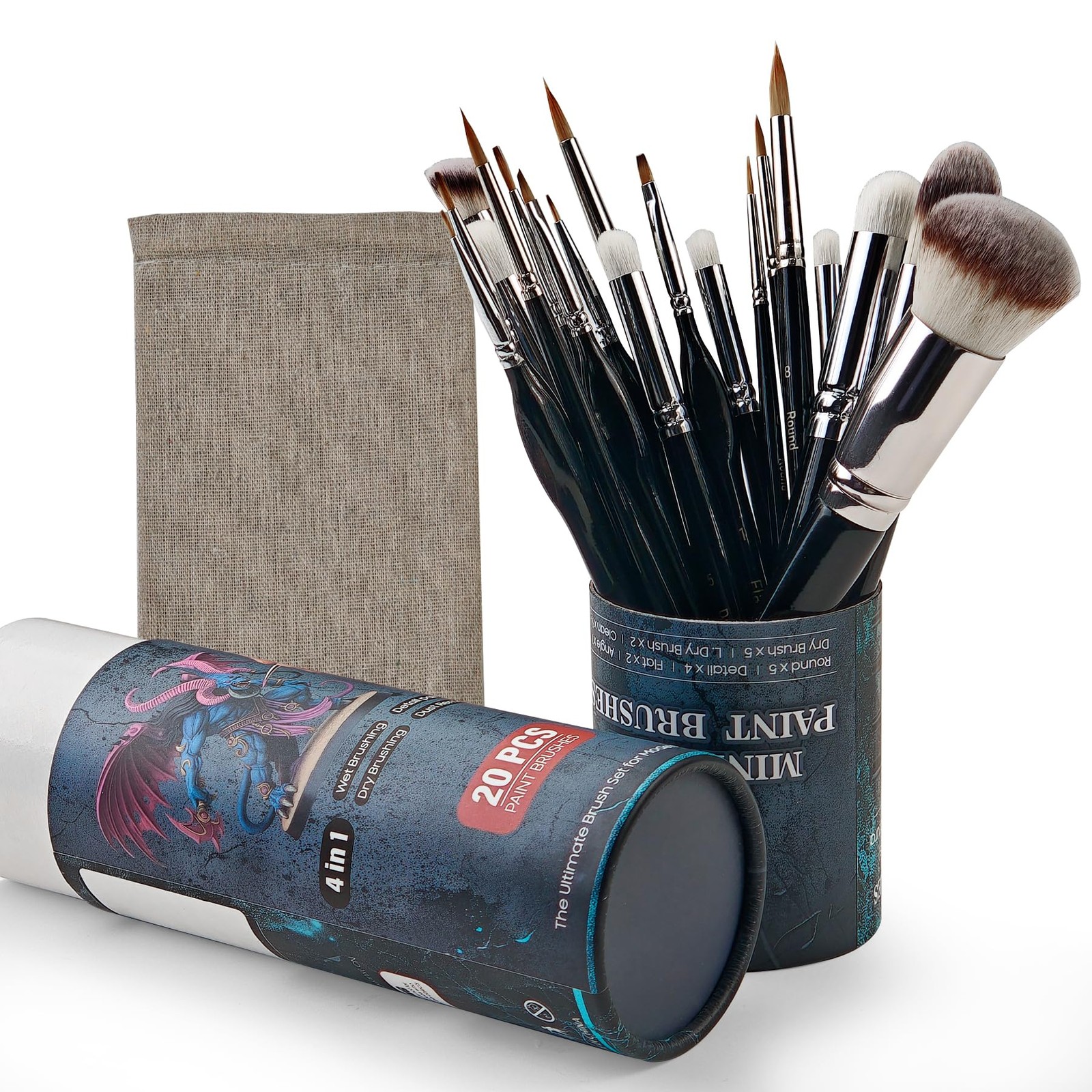 KOVIEDE Miniature Paint Brushes Dry Brush, 20PCS Fine Detail Paint Brush Set ...