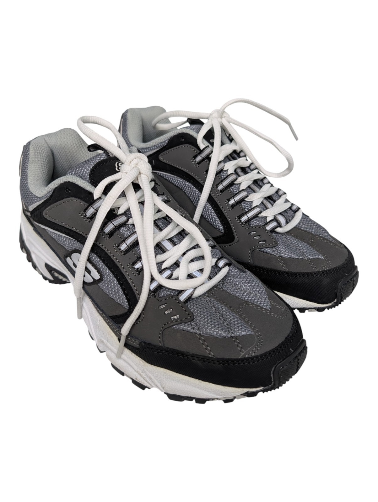 Skechers Stamina Cutback Y2K Sneakers Womens 7.5 Gray White Leather Lace Up