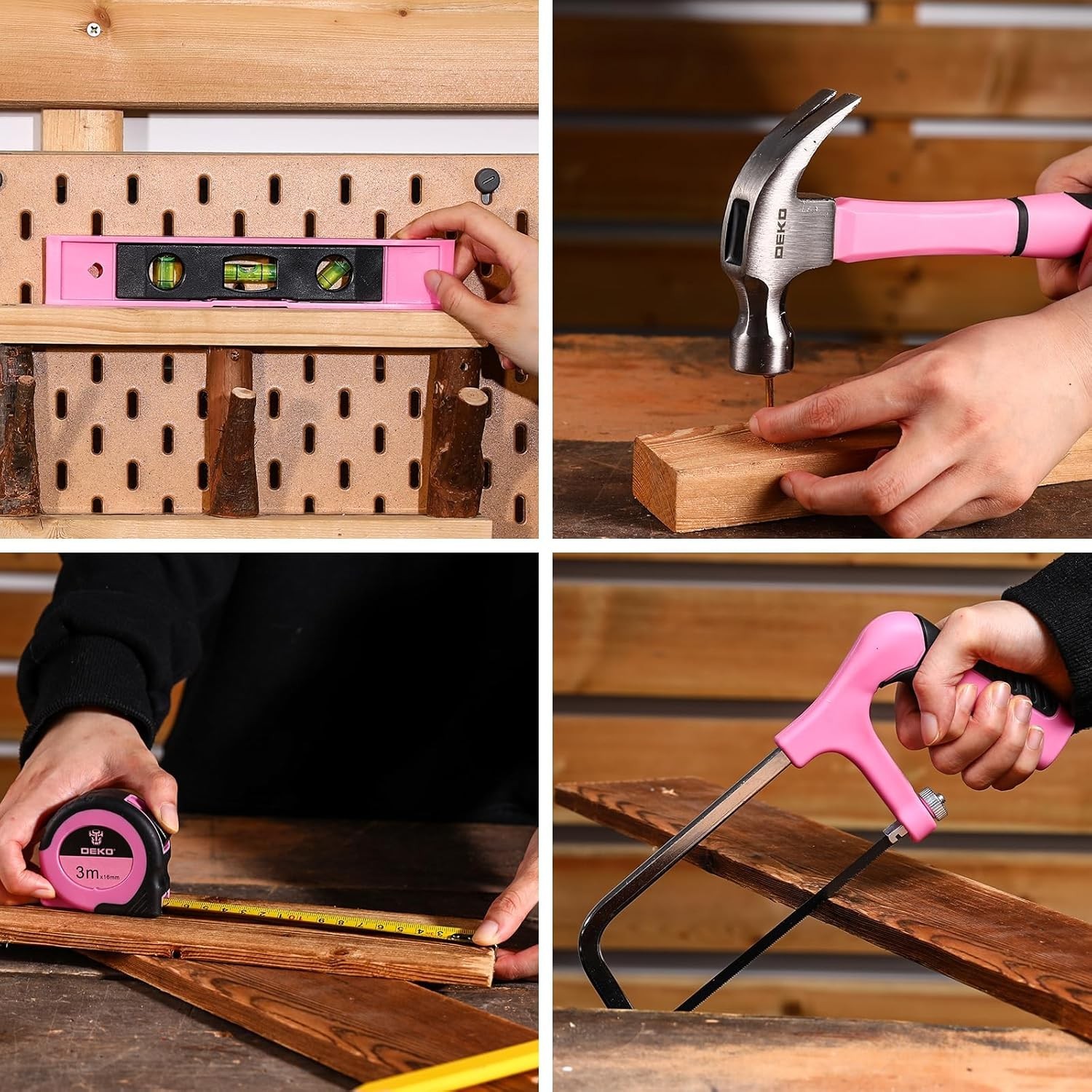 Pink Power Drill Tool Kit Set: 20V Cordless Electric Drill, Driver, Tool Box ...