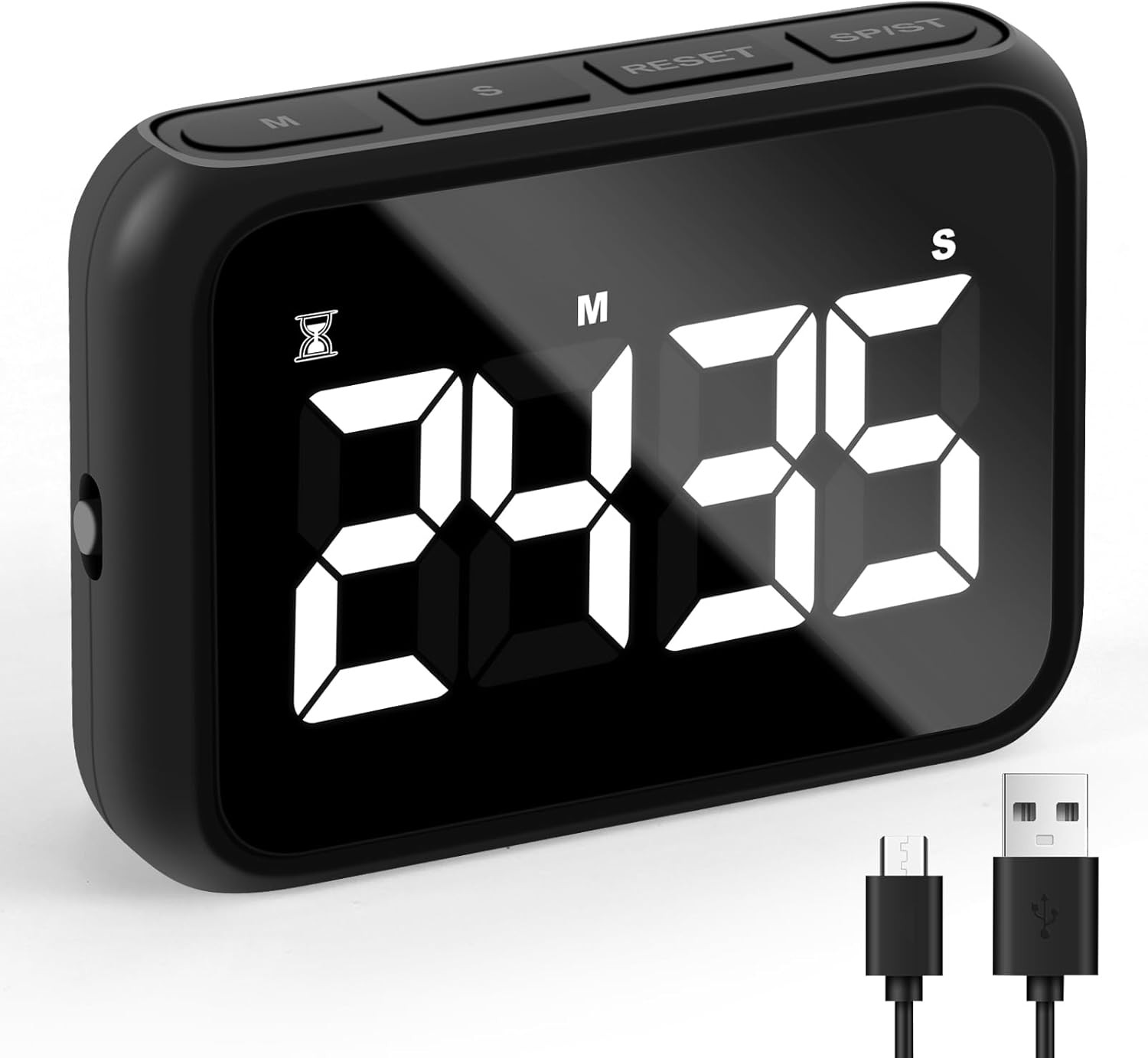 USB Rechargeable Loud Digital Kitchen Timer with Large LCD Display & Loud Alarm