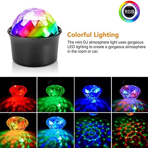 4 Pack Mini Disco Ball Lights, Voice Activated Multicolor Disco Ball Black-4