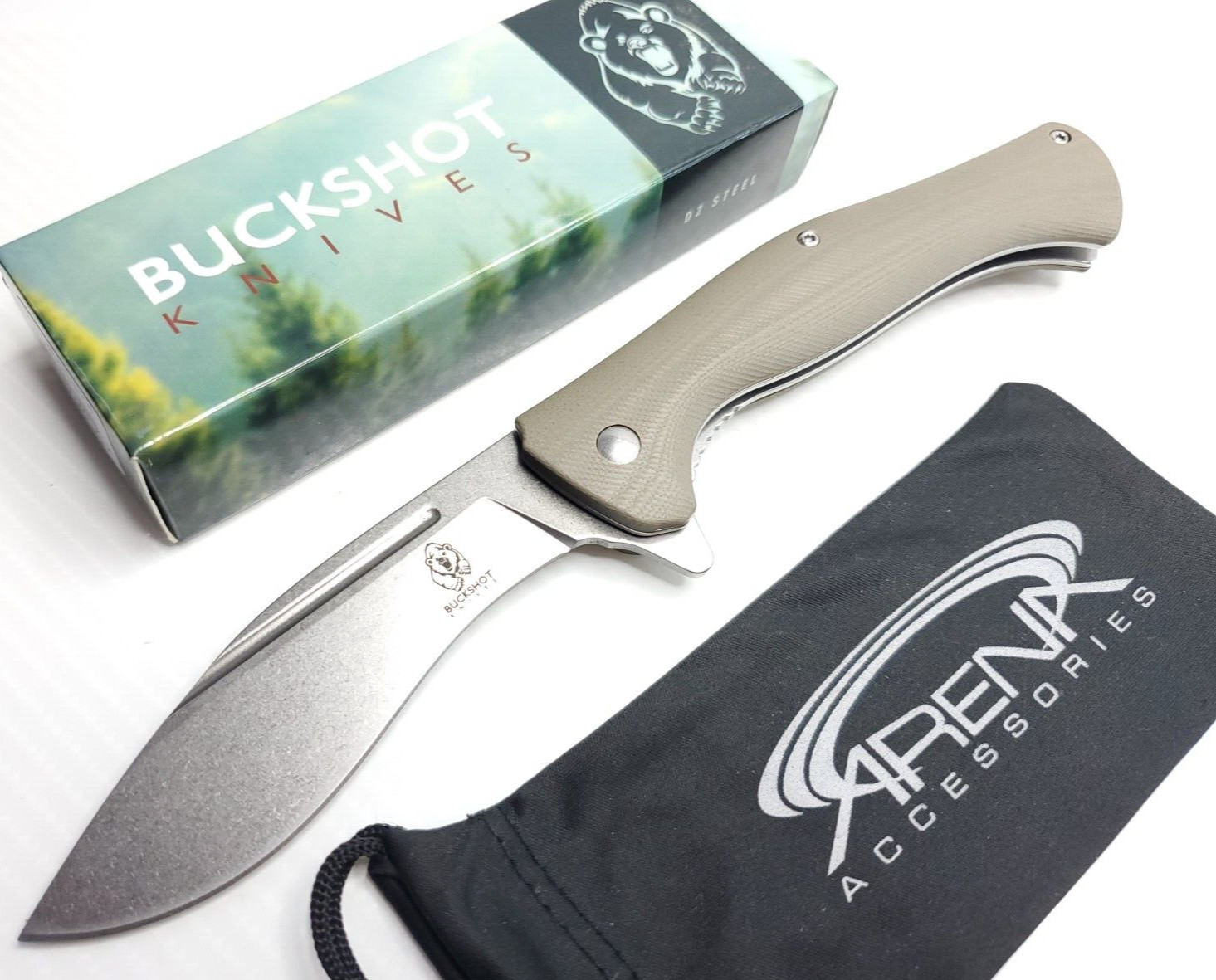 Buckshot Kukri Recurved D2 Steel Blade G10 Pocket Knife Ball Bearing Pivot EDC