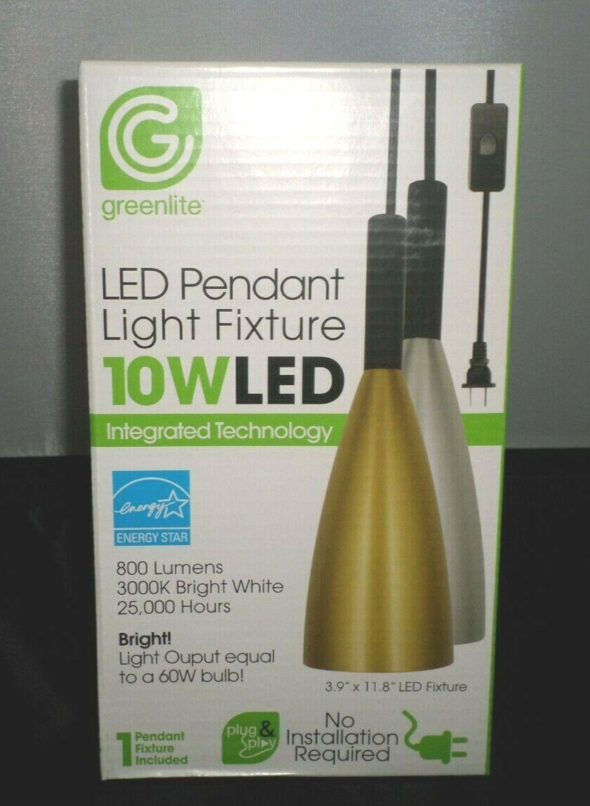 Greenlite LED Pendant 10W 800 Lumens 3000K Bright White 15 Ft. Cord Silver