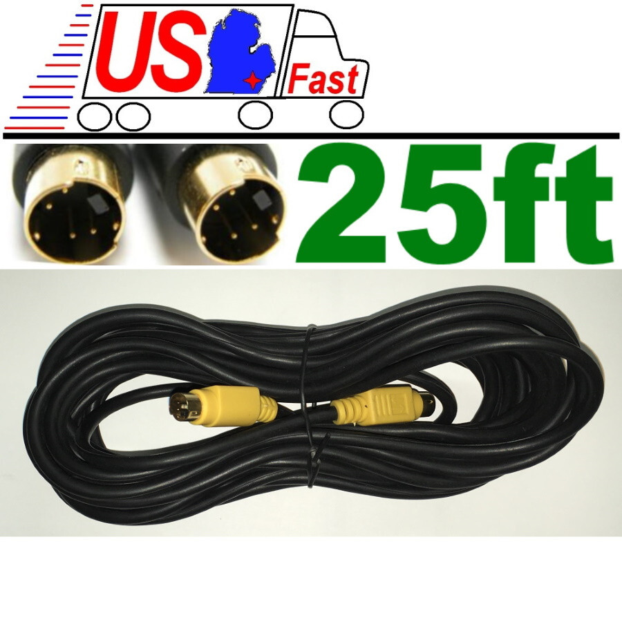 25ft long SVHS,S-Video,Super VHS,YC,Y C,Male-M Video Cable/Cord/Wire{GOLD PLATED