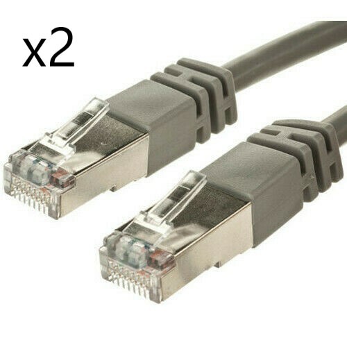2 Pack - 10ft Shielded STP CAT5e Ethernet Network Router Patch Cable Cord Gray