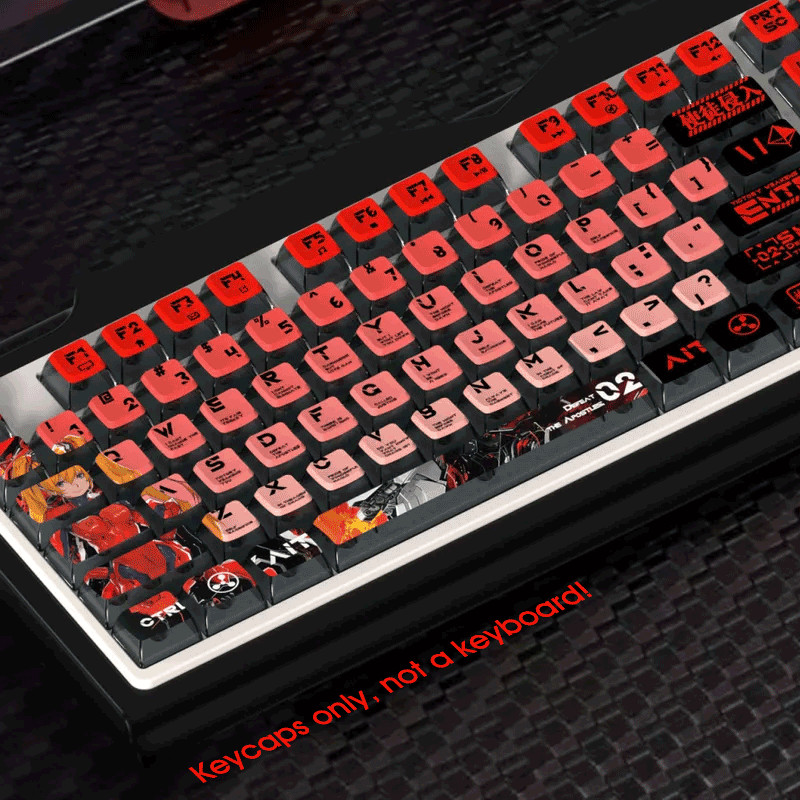 EVA02 Evangelion Asuka PBT Keycap Dyesub 125Keys Set for MX Mechanical Keyboards