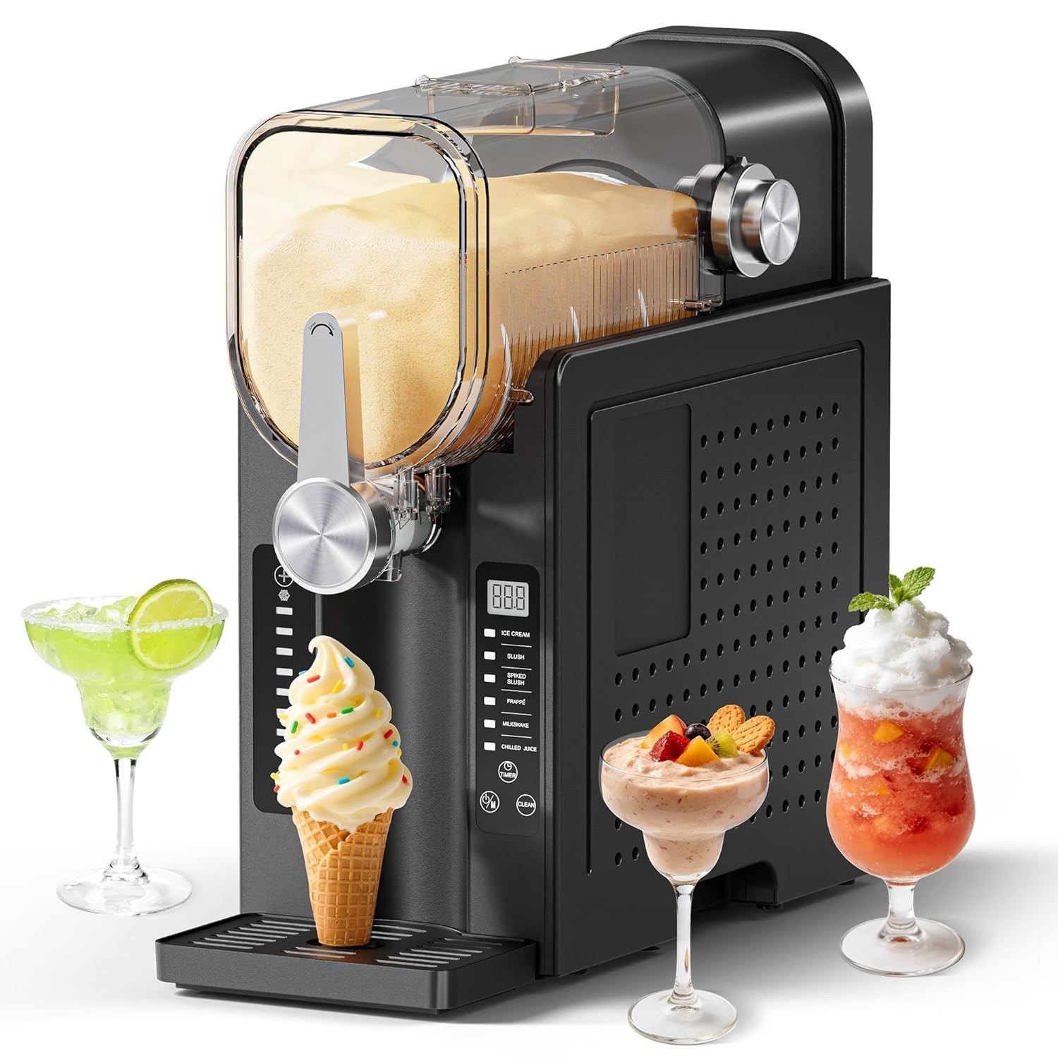 Slushie Machine, No Ice Needed Slushy Maker for Home, Real-Time Temp Black