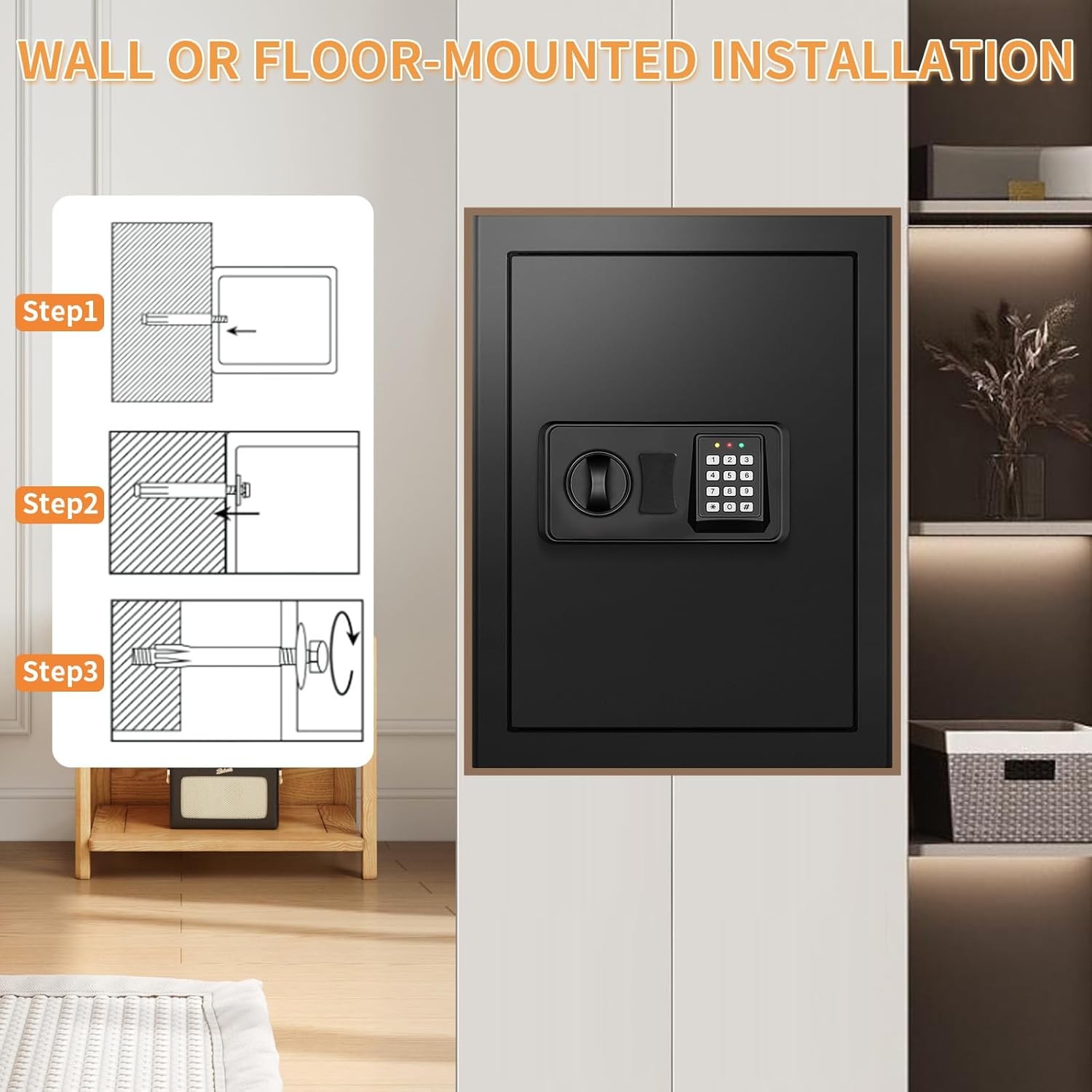 3.3 Cubic Large Fireproof Safe Digital Home Security Box with Keypad and Keys