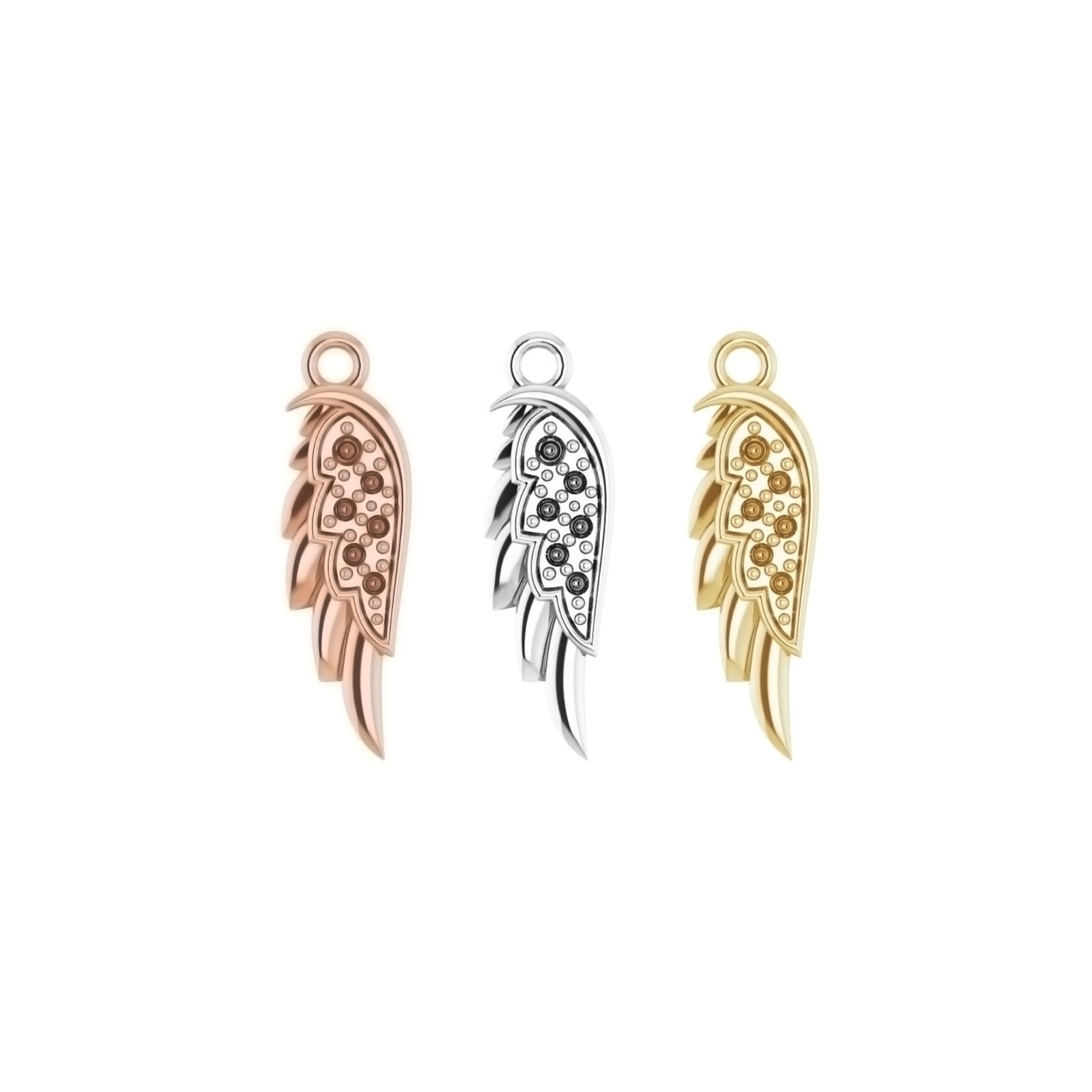 10K 14K 18K Gold, Platinum & Silver Dangle 12.2x 3.7 mm Left Angel Wing
