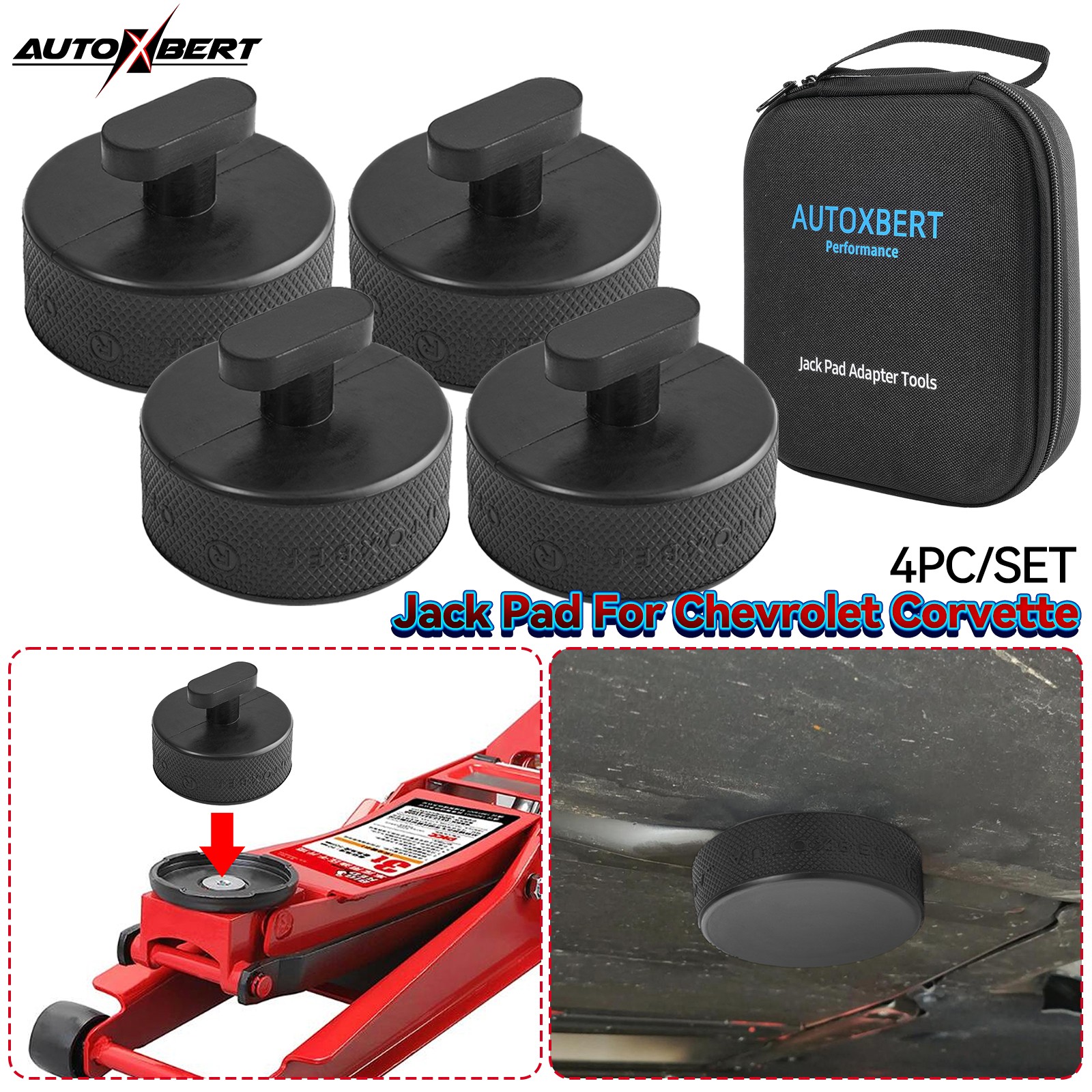 4 Rubber Jack Pucks Jacking Lift Pad Bag for Chevrolet Corvette C5 C6 C7 GS Z