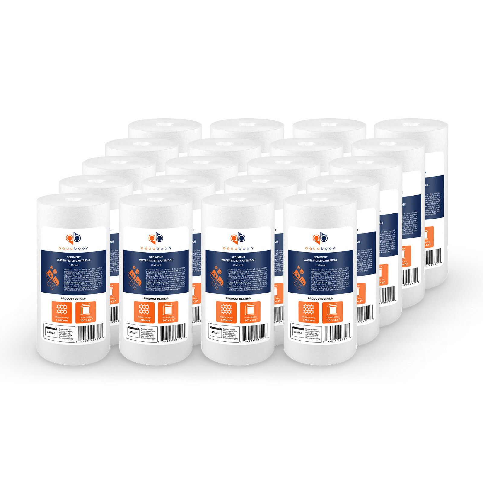 20-PACK of Aquaboon Sediment Water Filter Whole House Big Blue 1 Micron 10"x4.5"