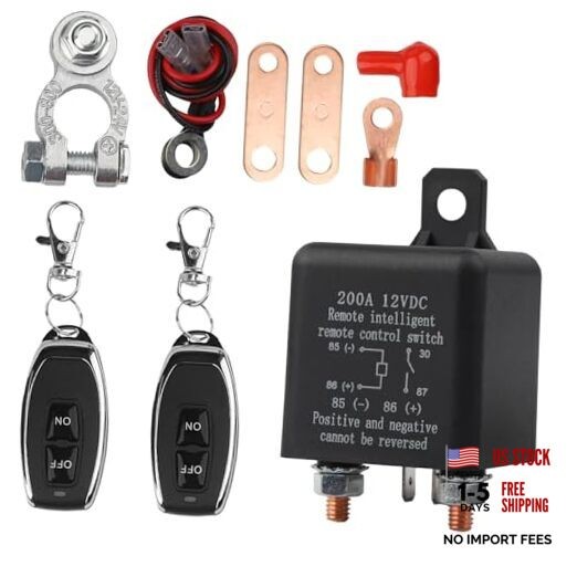 12V Remote Battery Disconnect Switch, 200A Battery Kill Switch with Remote