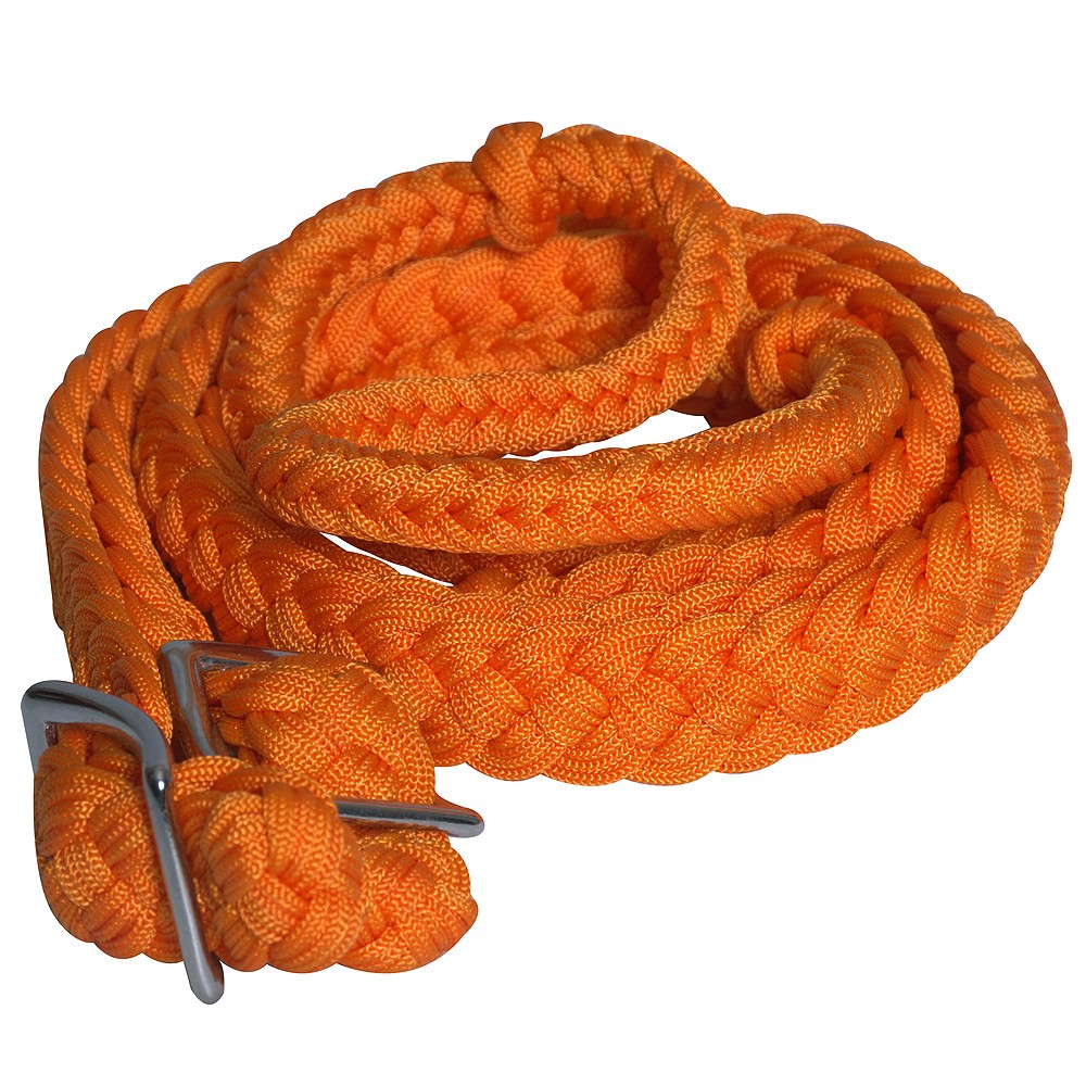 C-A147 1" X 8Ft Hilason Braided Poly Barrel Horse Racing Flat Reins Orange