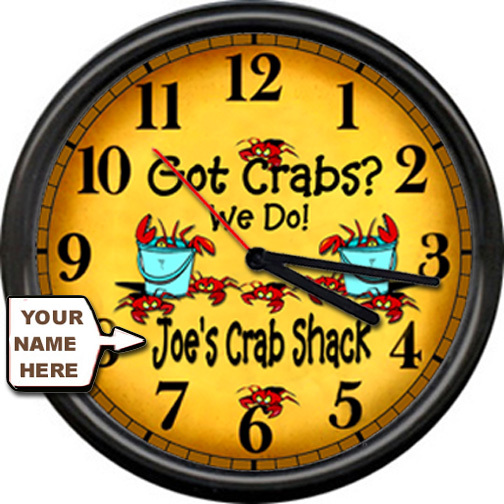 Crab Shack Shop Boiling Pot Seafood Restaurant Fish Joe's Crabs House Wall Clock