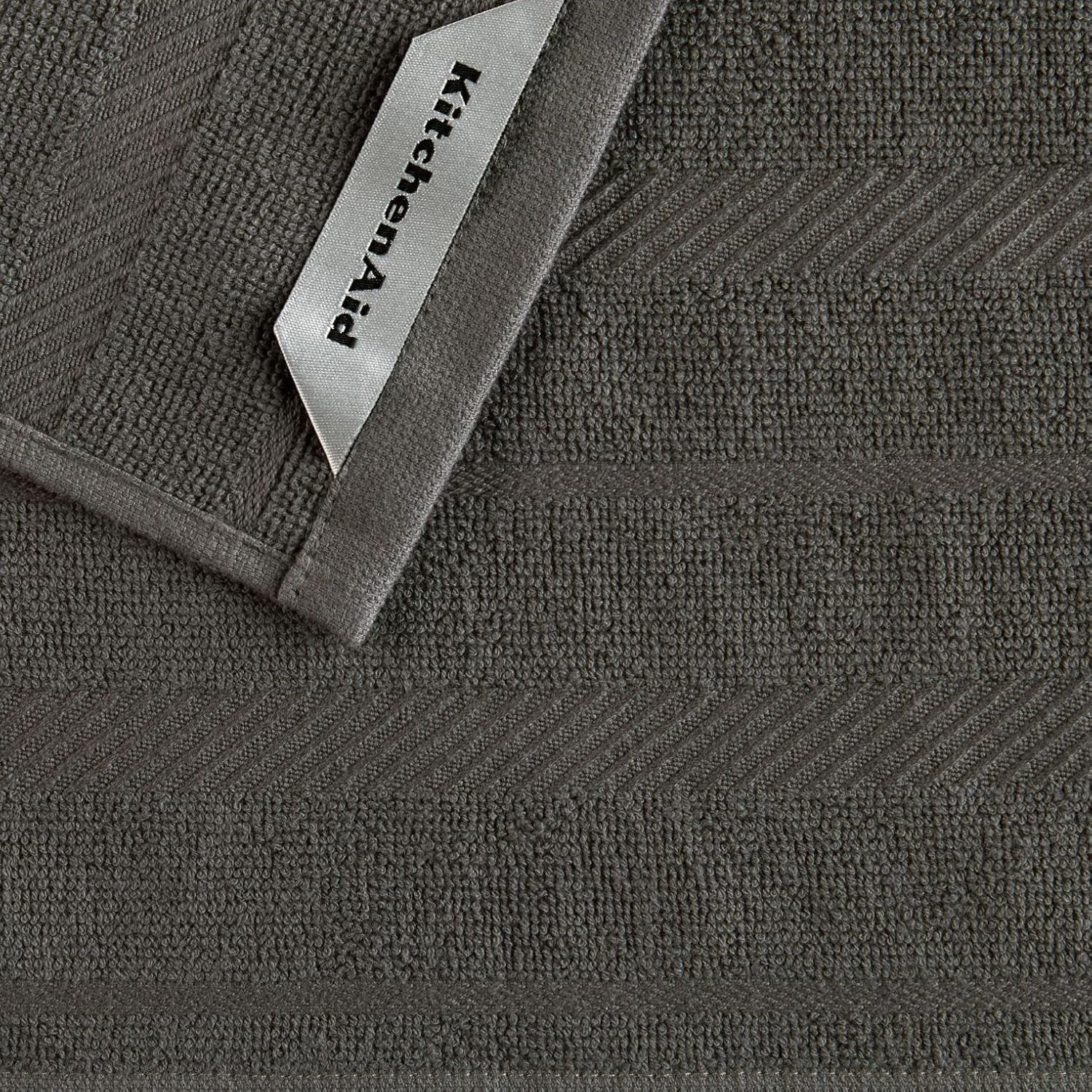 Albany Dishcloth 8 Pack Set, Charcoal Grey/White, 12"X12"
