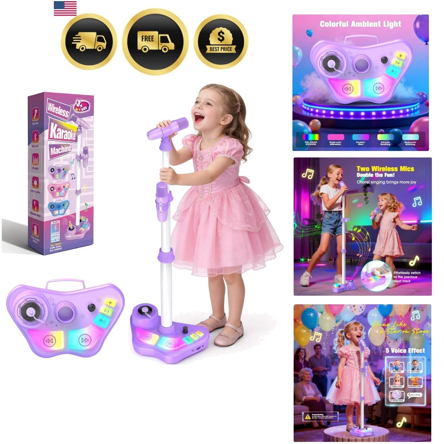Stand Karaoke Machine for Kids, Singing Toys Gifts for 3 4 5 6 7 8  Old Girls...
