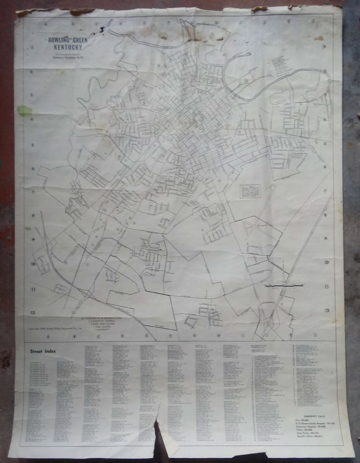 KELLEY OFFICE EQUIPMENT MAP OF BOWLING GREEN 1975