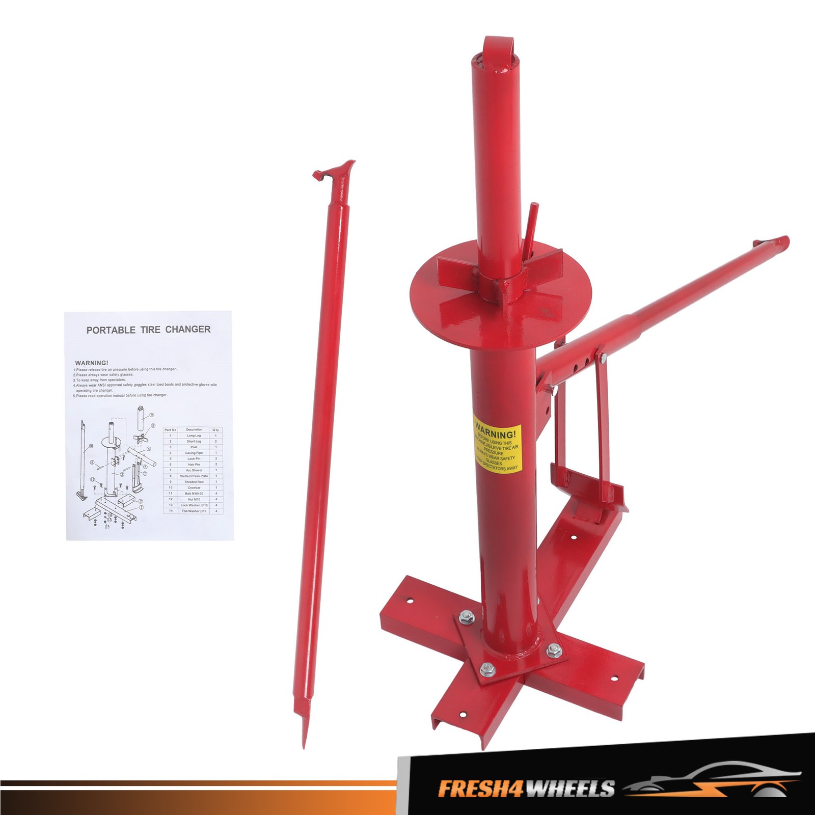 Manual Tire Changer Portable Hand Bead Breaker Mounting Tool for 8” to 16” Tire
