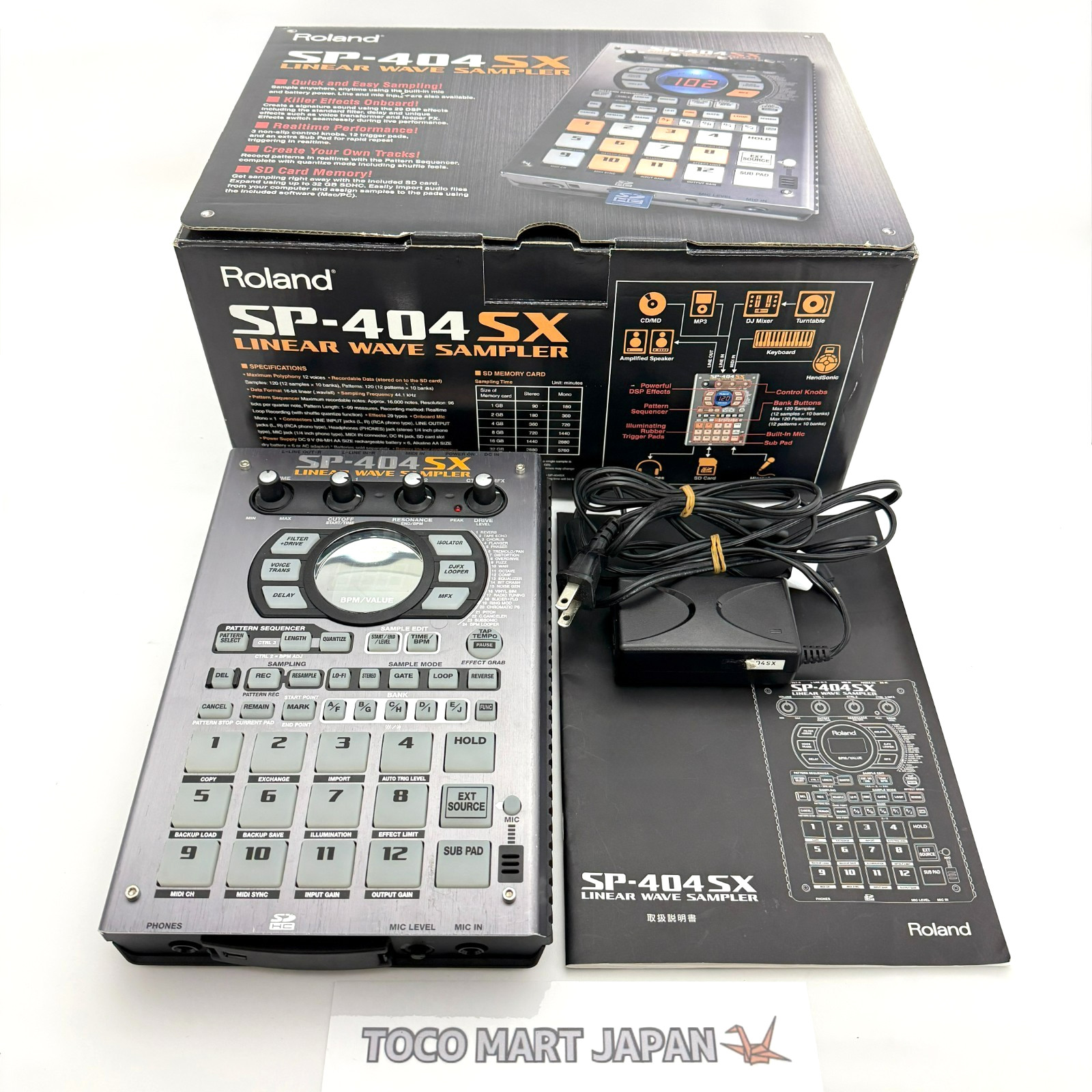 Roland SP-404SX Portable Linear Wave Sampler Works w/Box Adapter Manual #0125
