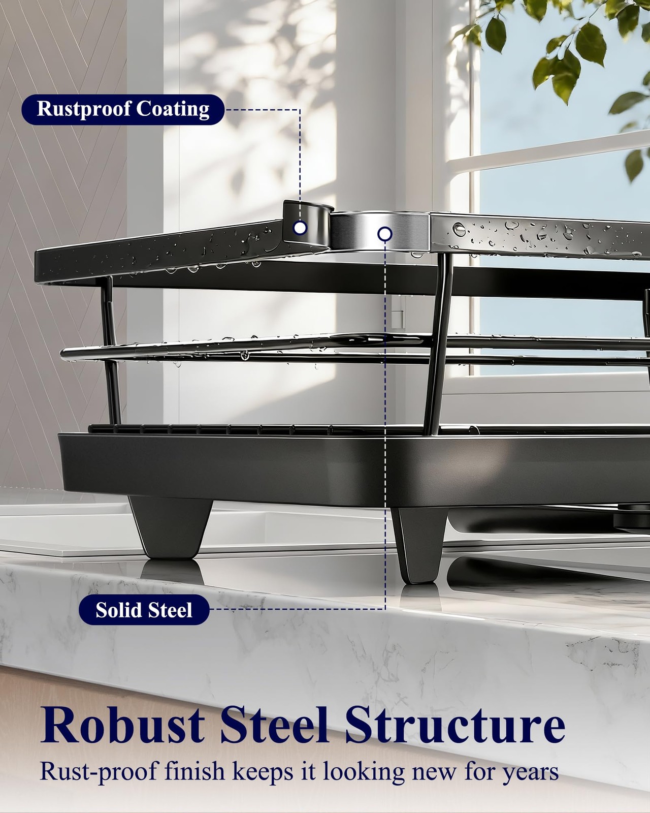 Dish Drying Rack for Kitchen Counter, Stainless Steel Sink Organization and S...