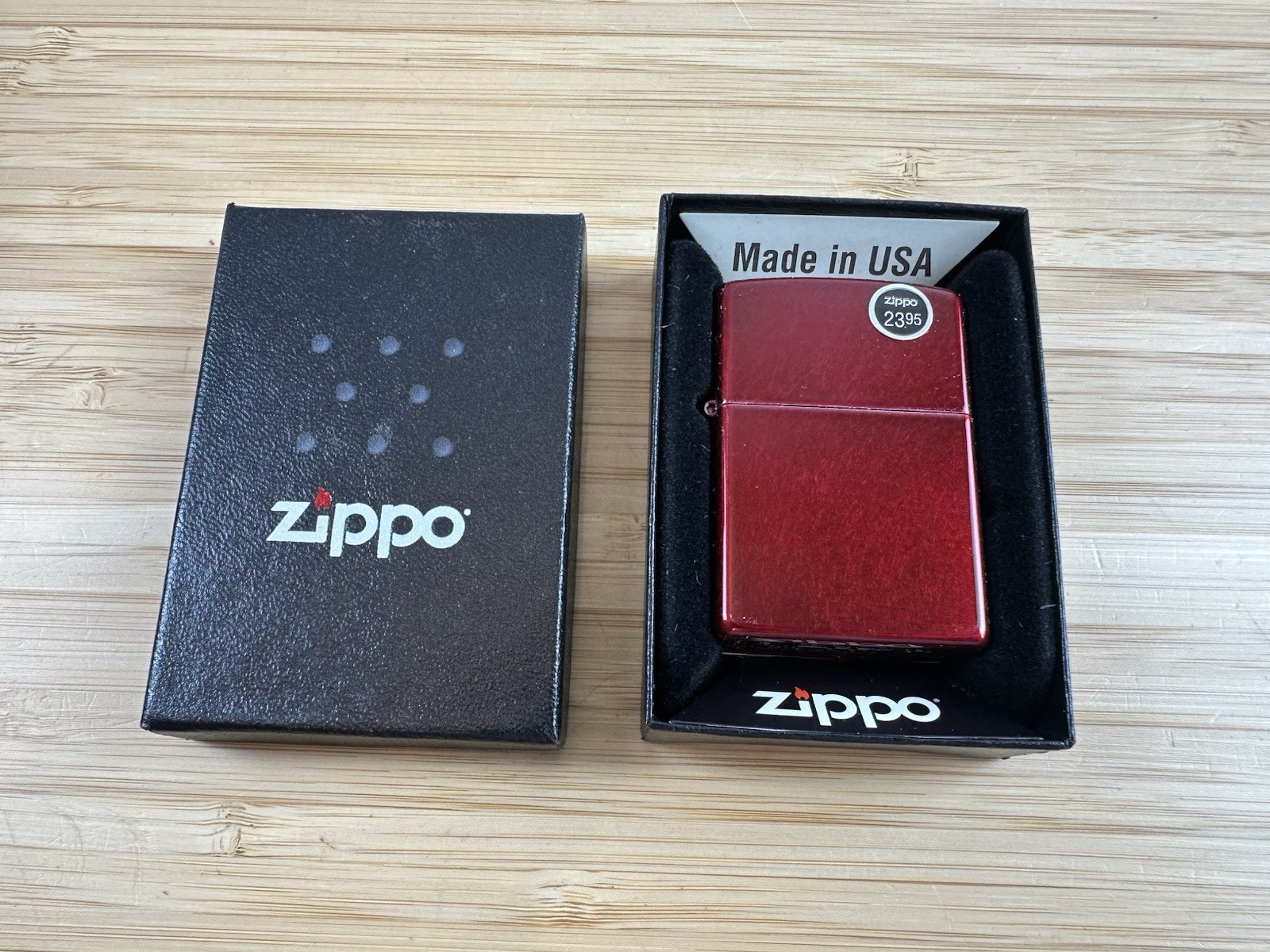 Zippo 21063 Classic Candy Apple Red Plated Plain Metal Windproof Pocket Lighter