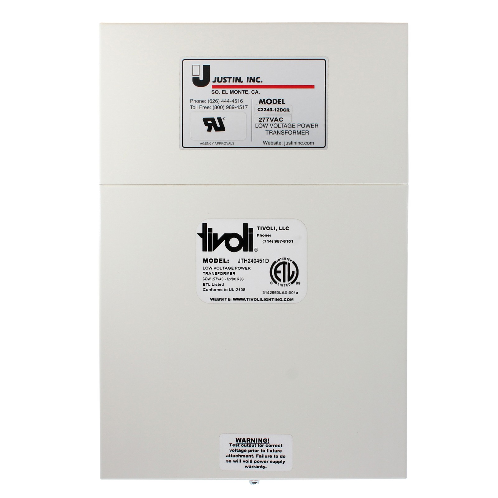 TIVOLI JTH240451D OUTDOOR MAGNETIC LED POWER SUPPLY, 240-WATT, 12-VDC, 277V:IN