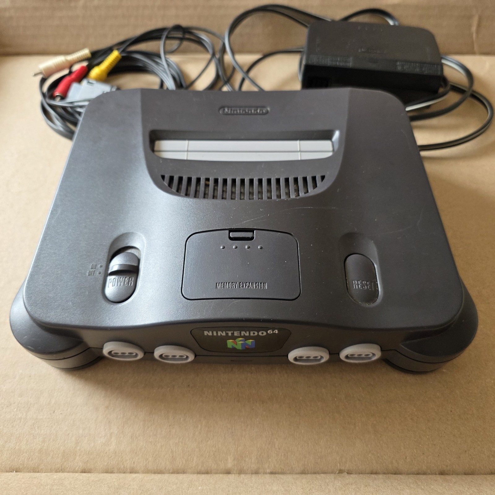 Nintendo 64 NUS-001(USA) Charcoal Grey Console, Power Supply, AV Cables