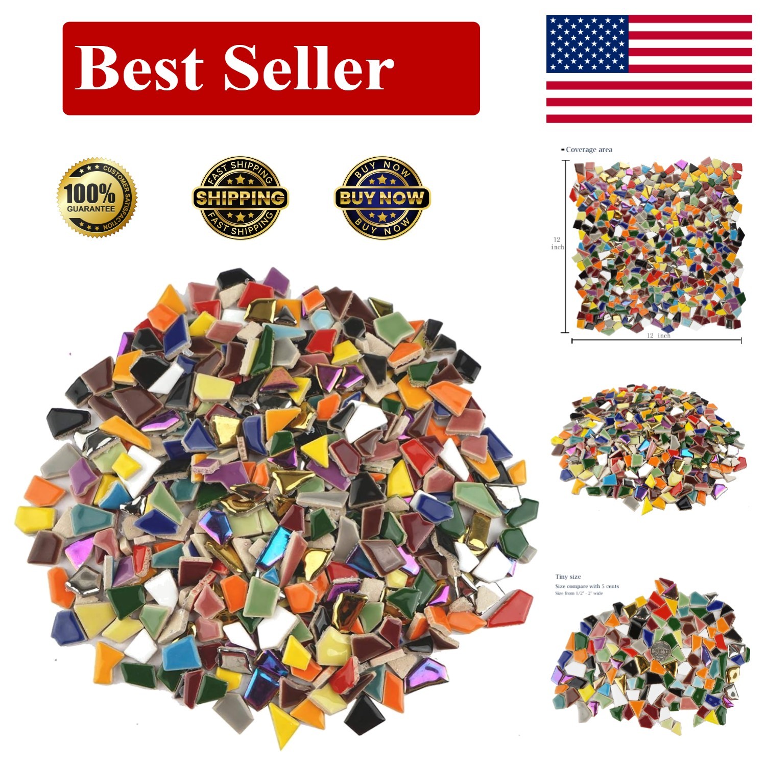 Vibrant Broken Ceramic Tiles Crafts Mosaics,Irregular Polished China Tile Scraps