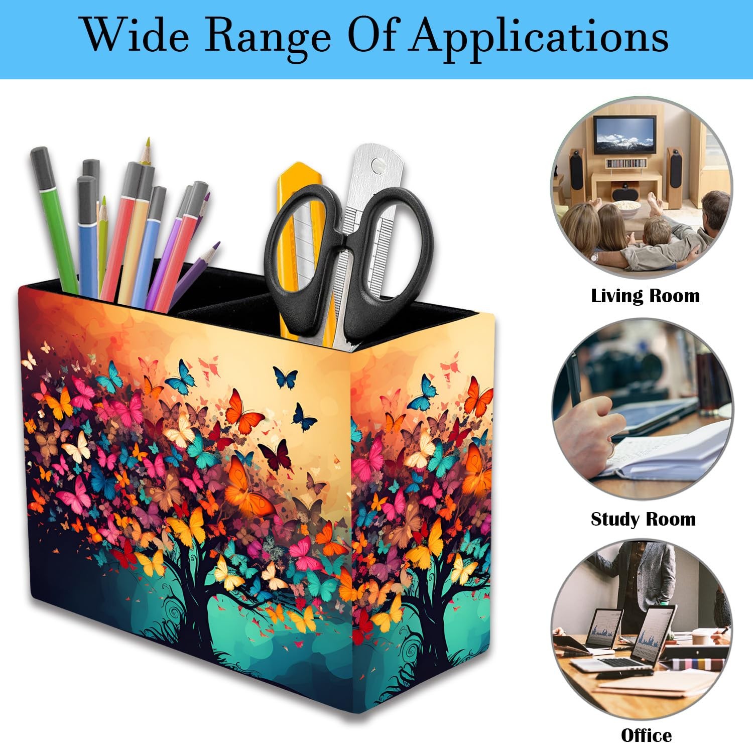 Pen Holder, 2 Compartment Leather Pen Storage Boxes, Makeup Brush Storage Box...